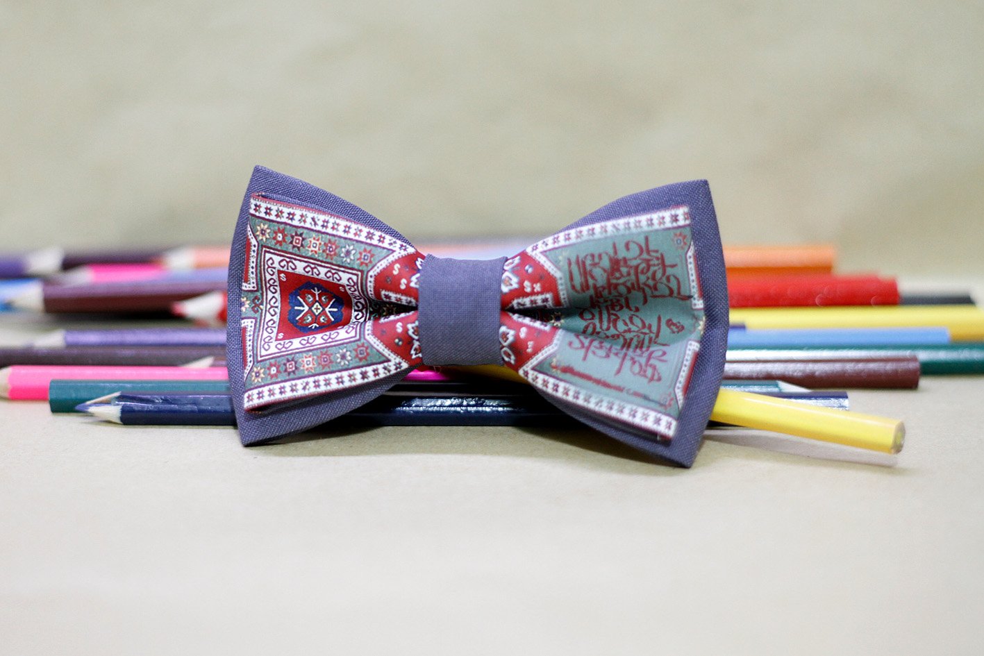 Armenian Ornaments with Alphabet Bow Tie