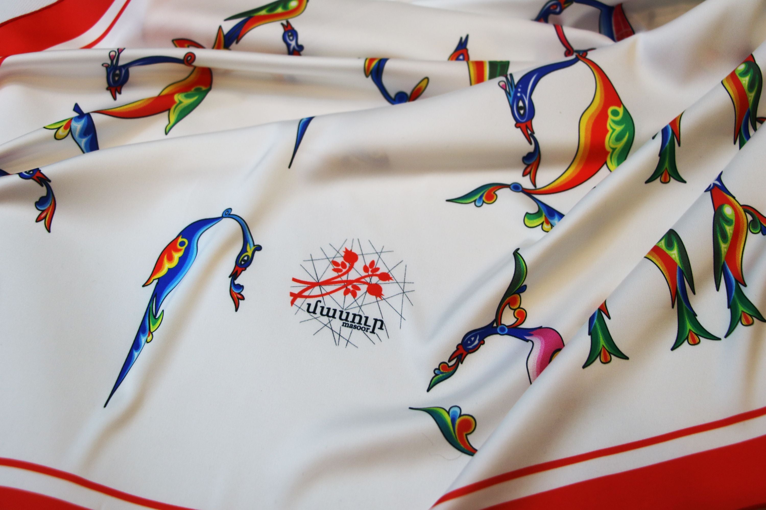Masoor Armenian Letters Scarf - White / Red
