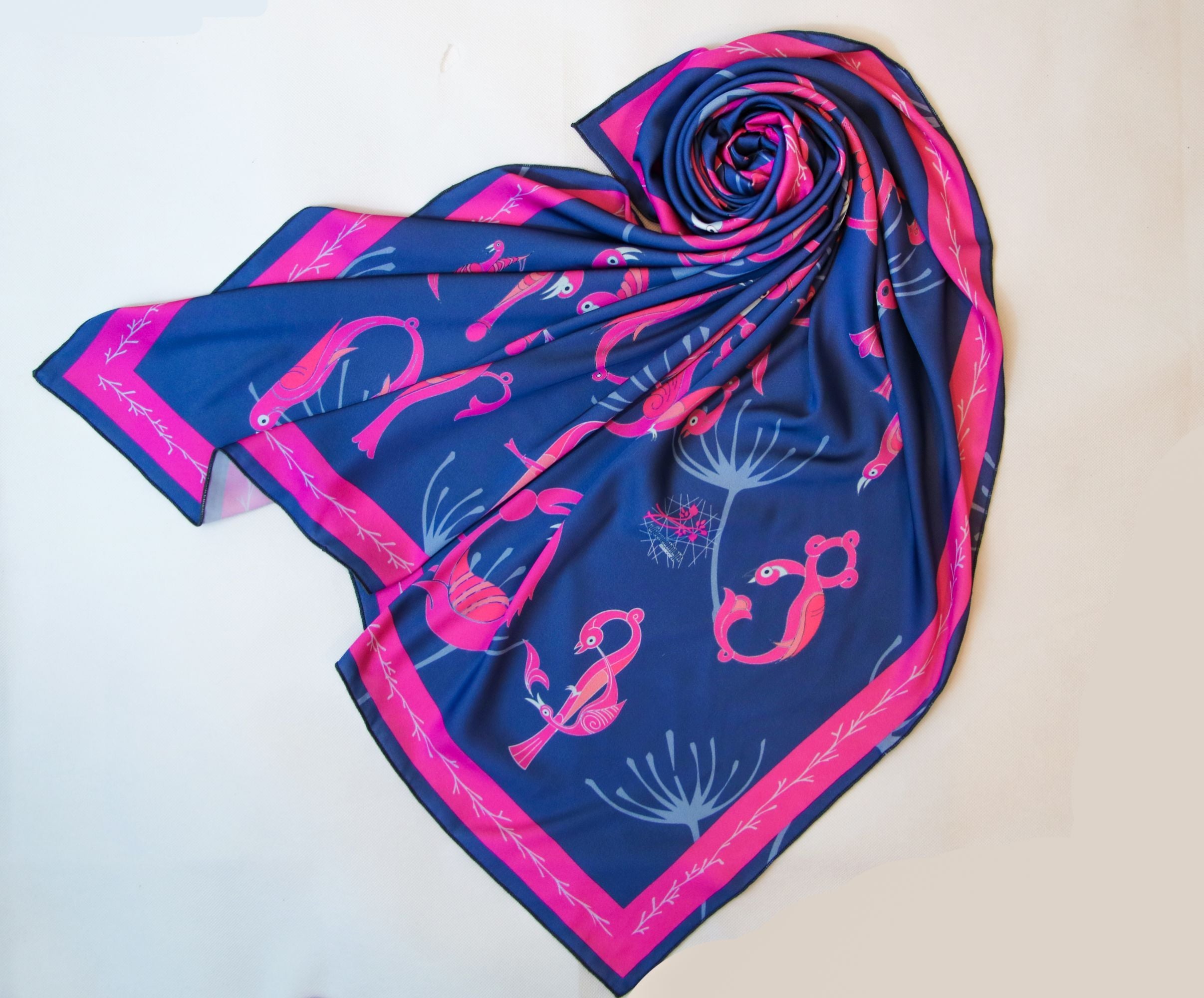 Masoor Armenian Letters Scarf - Pink/Navy