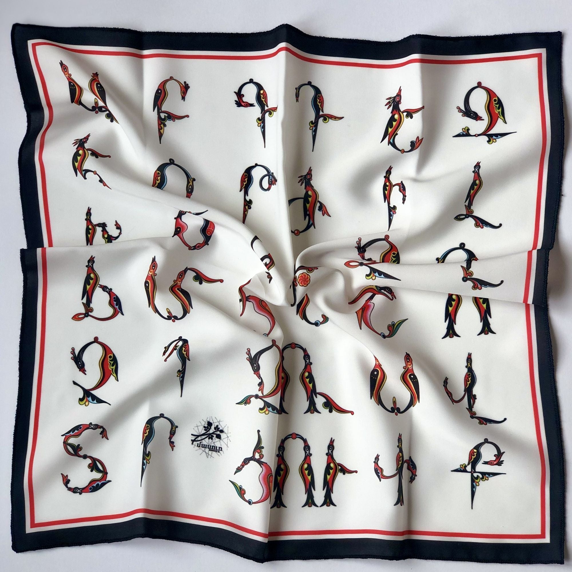 Masoor Armenian Letters Scarf Black/White