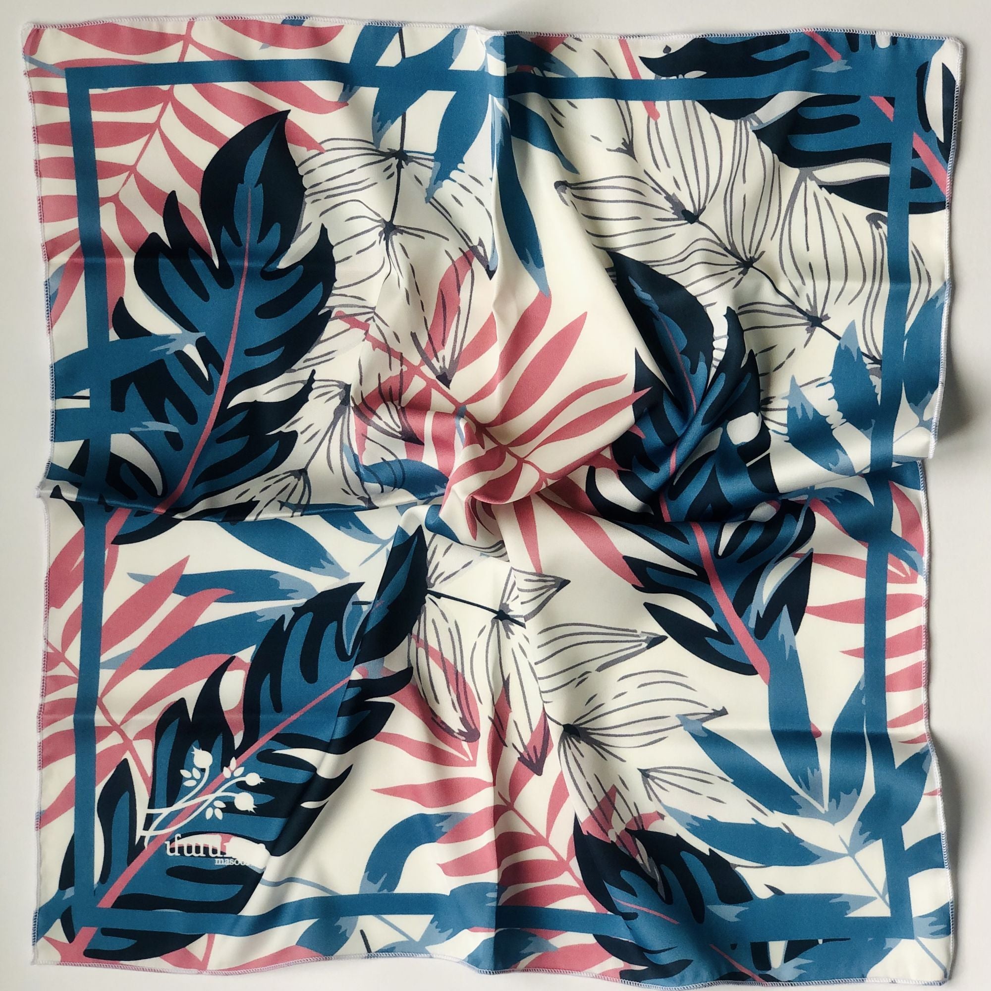 Masoor Armenian Scarf - Leaves - Pink/Blue