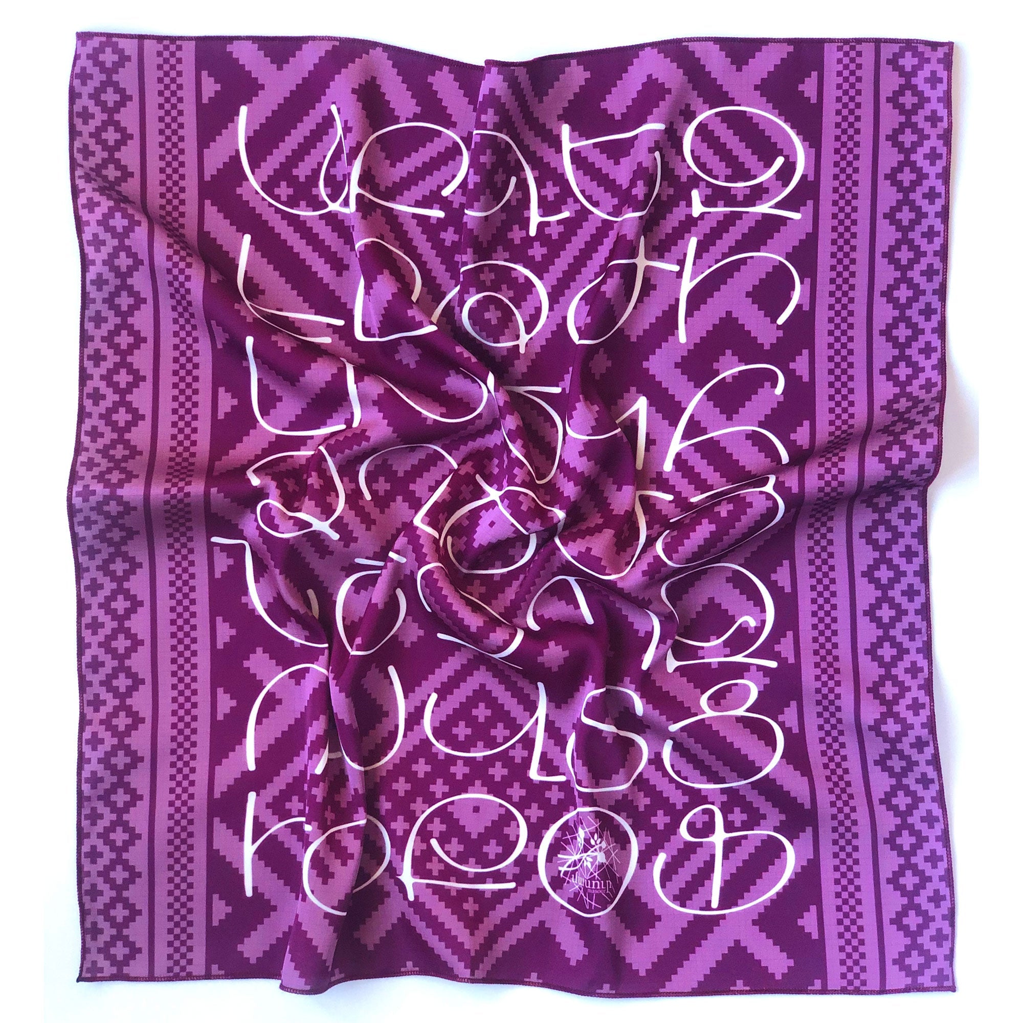 Masoor Armenian Alphabet Scarf - Purple