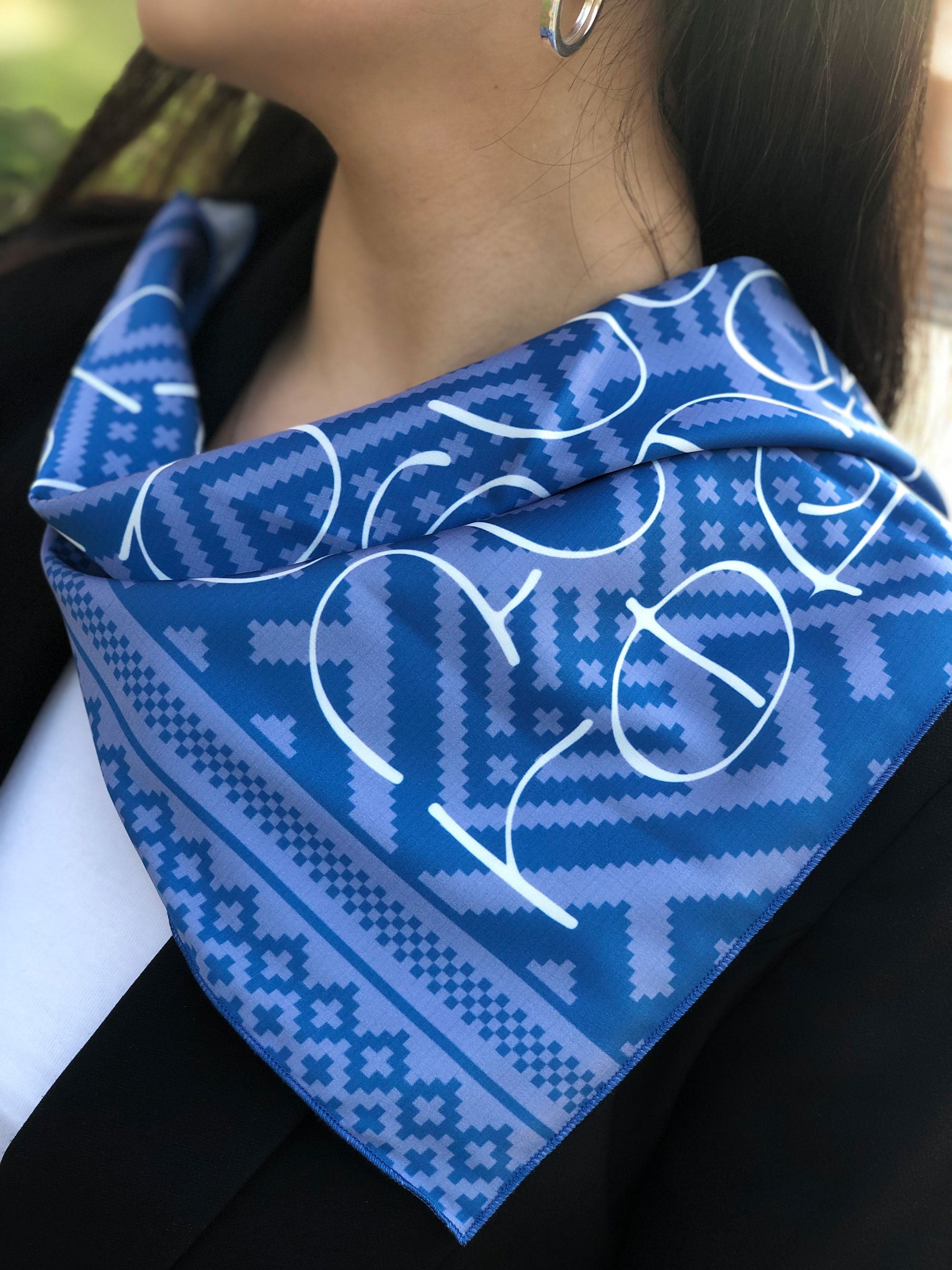 Masoor Armenian Alphabet Scarf - Blue