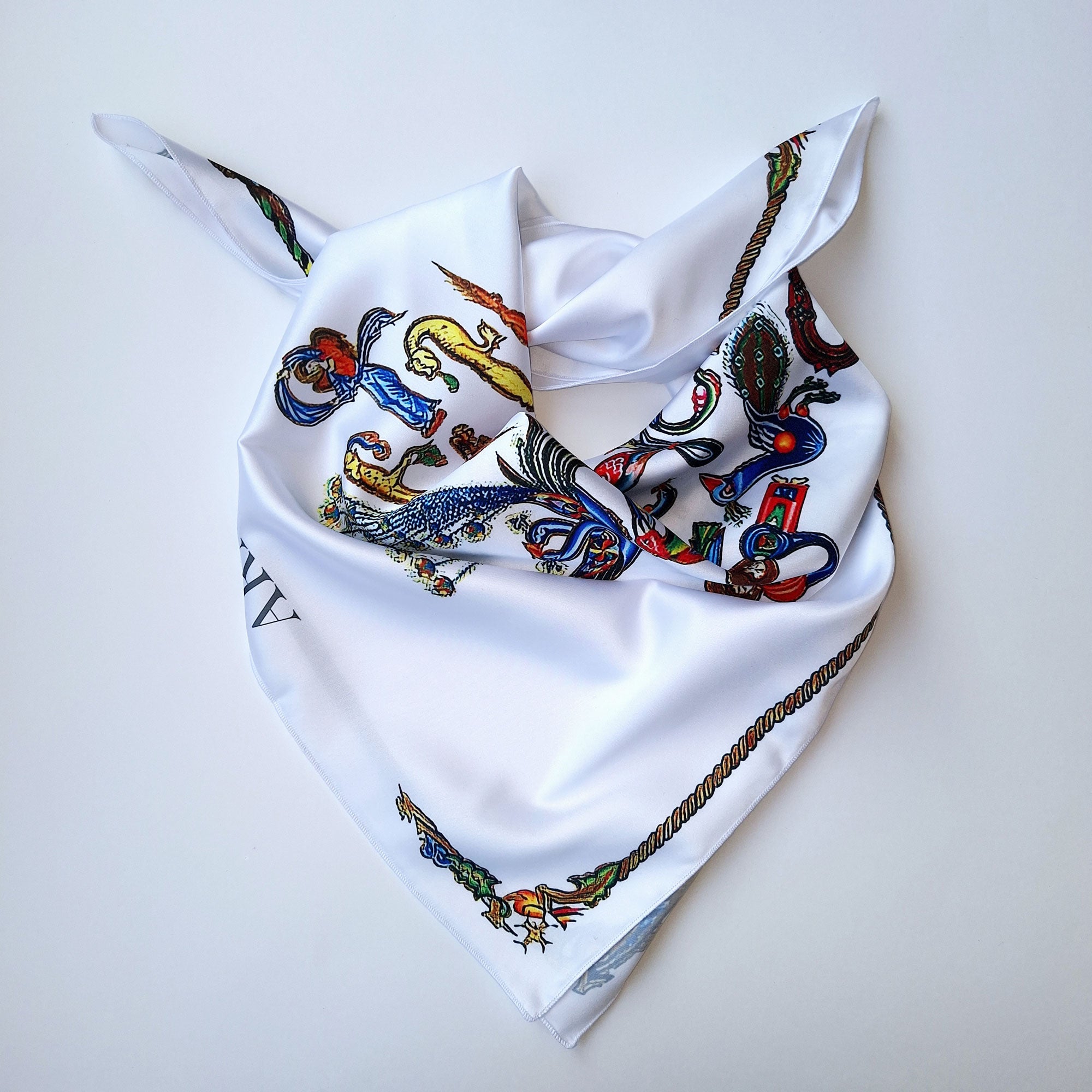 Armenian Alphabet Scarf (white) by Mane՛