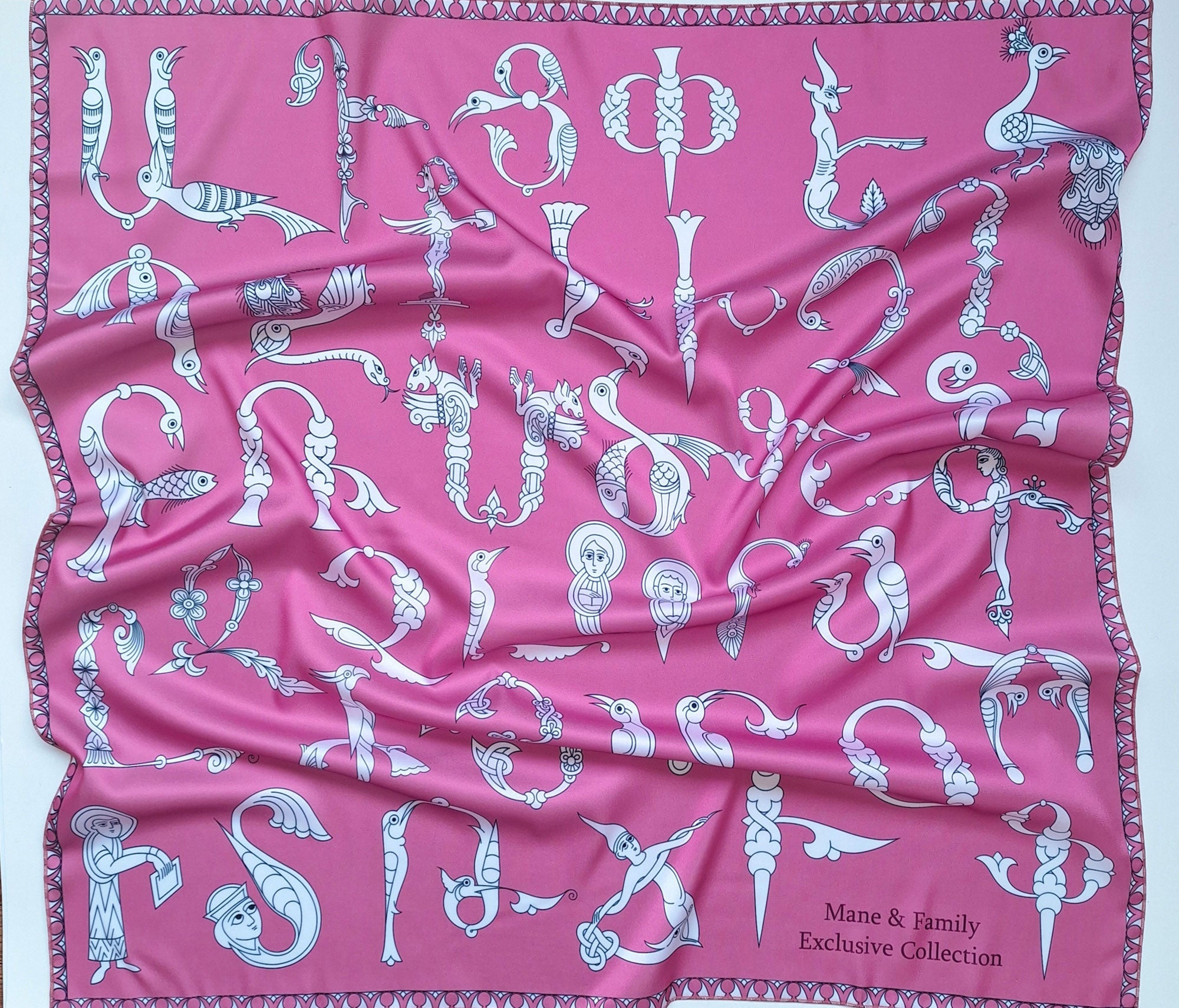 Armenian Alphabet Scarf (pink) by Mane՛