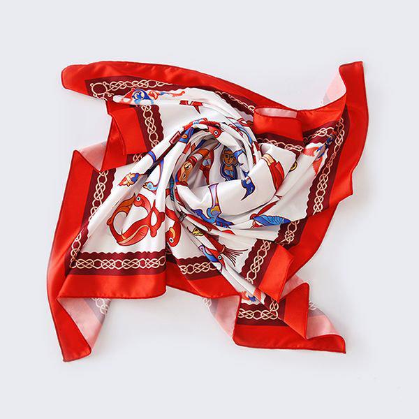 Moreni Scarf with Armenian Alphabet - AYB Collection (White/Red)