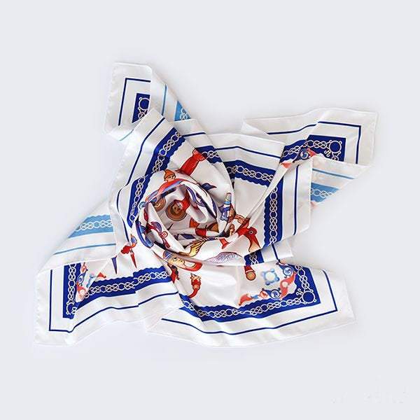 Moreni Scarf with Armenian Alphabet - AYB Collection (White/Navy)