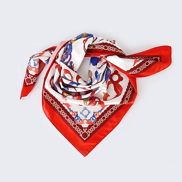 Moreni Scarf with Armenian Alphabet - AYB Collection (White/Red)