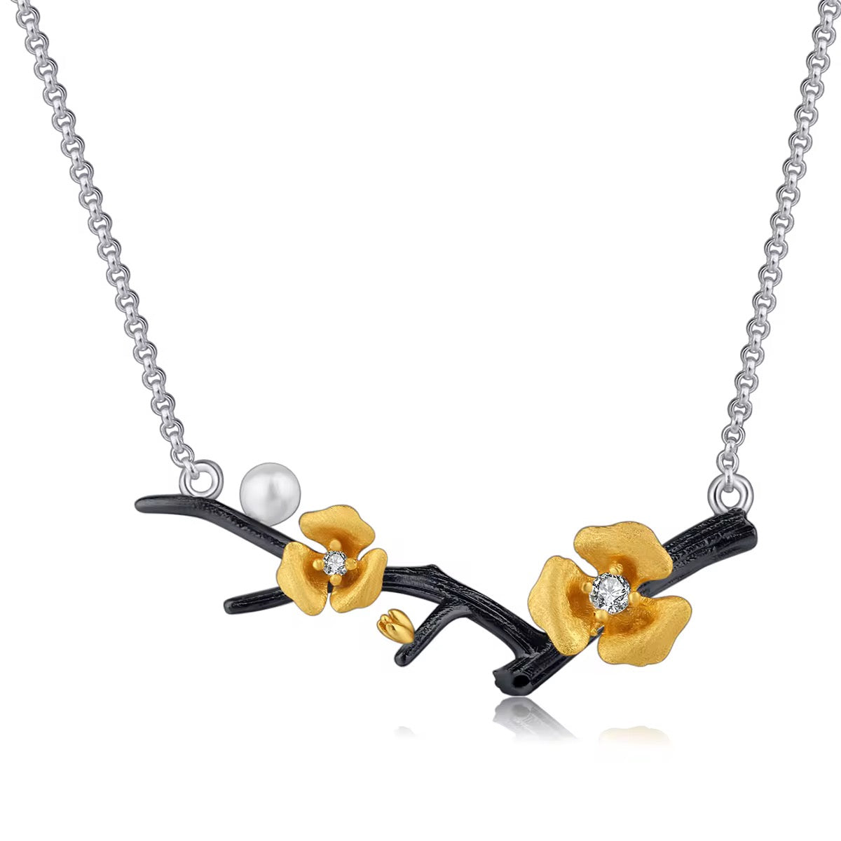 Flower Necklace with Pearl