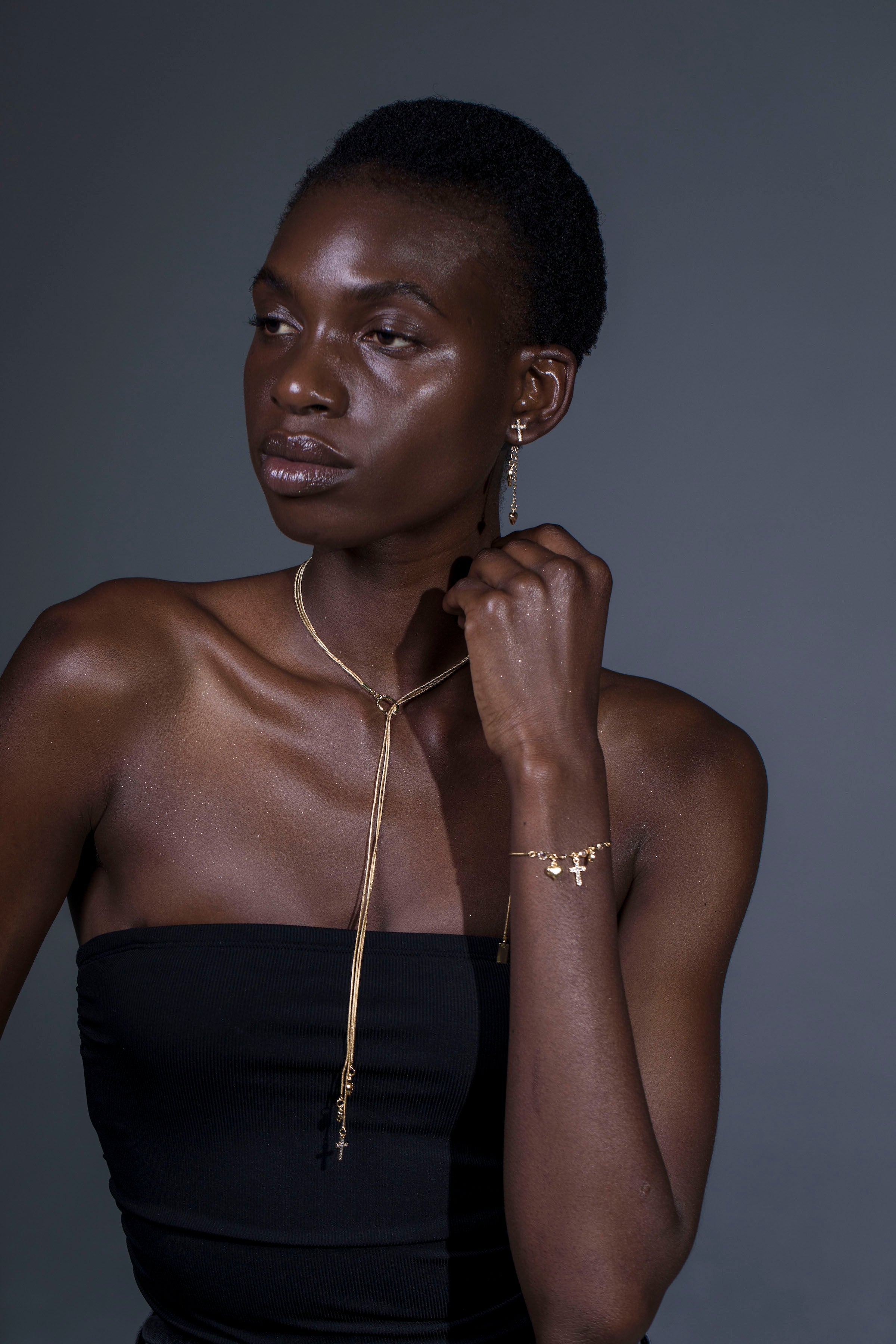 Trinity- Heart, Cross, Anchor Bracelet/ Anklet with Crystals