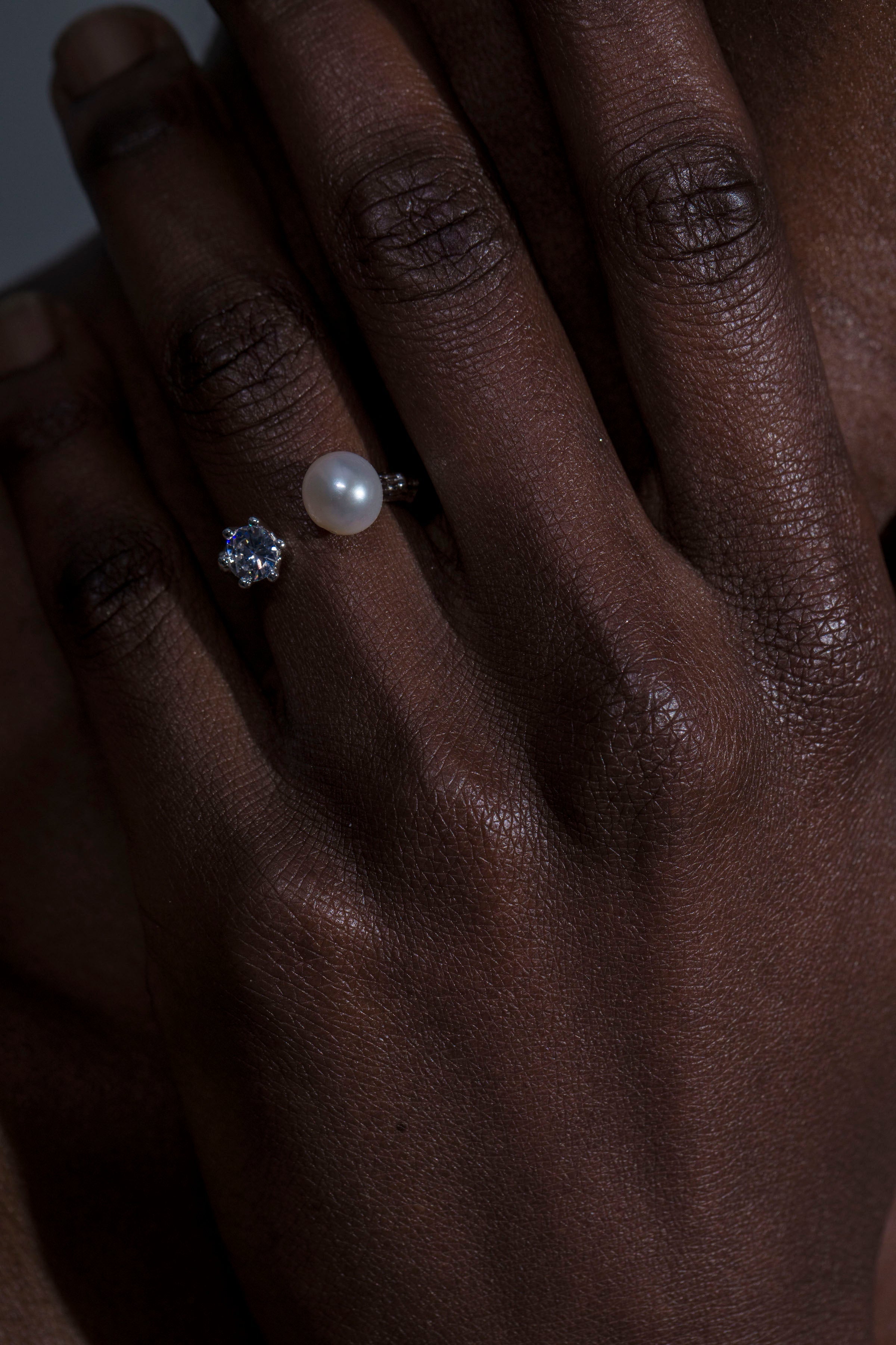 Nature's Elegance Branch Ring with Diamond & Pearl