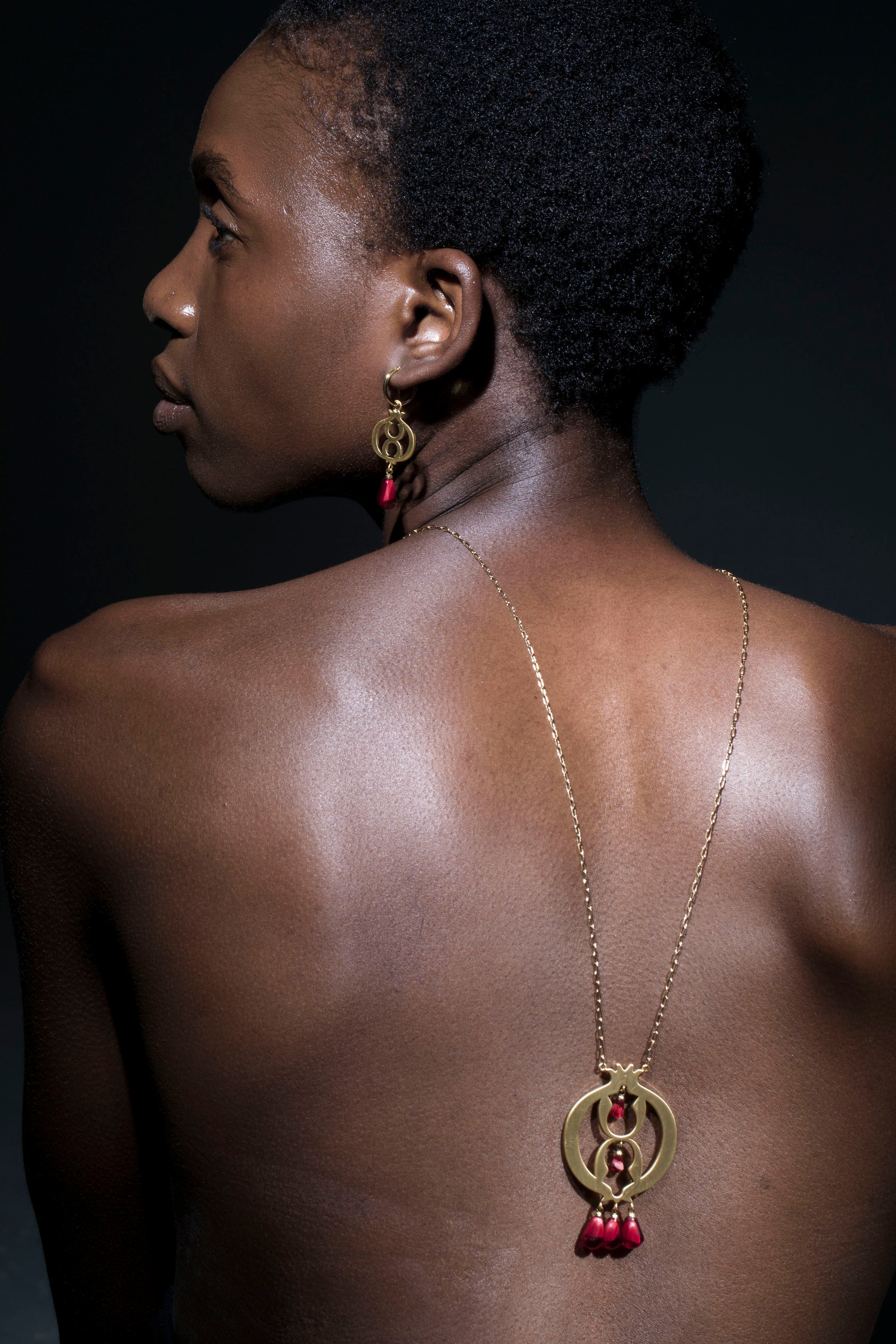 Pomegranate Gold Plated Long Necklace