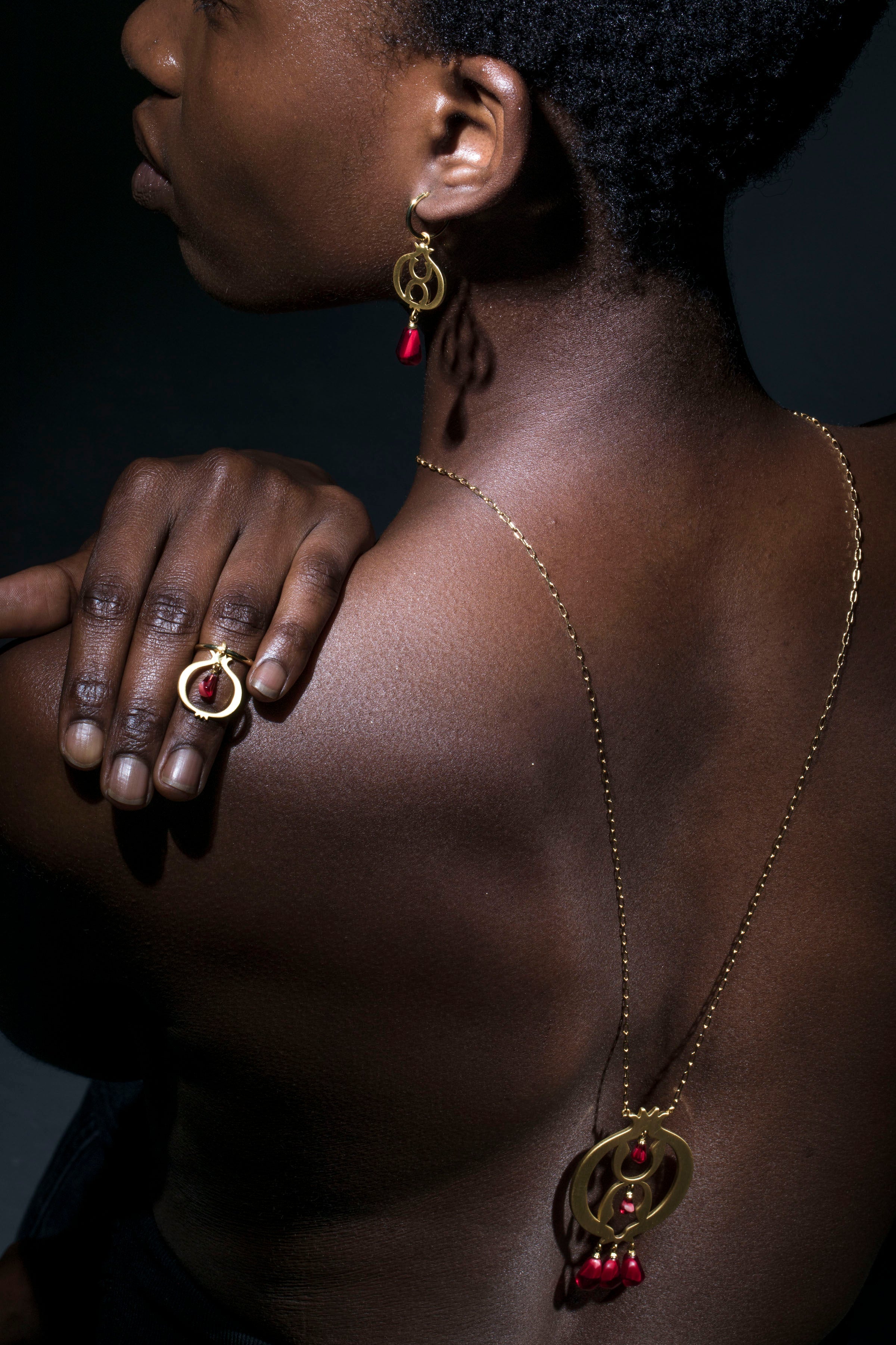 Pomegranate Gold Plated Long Necklace