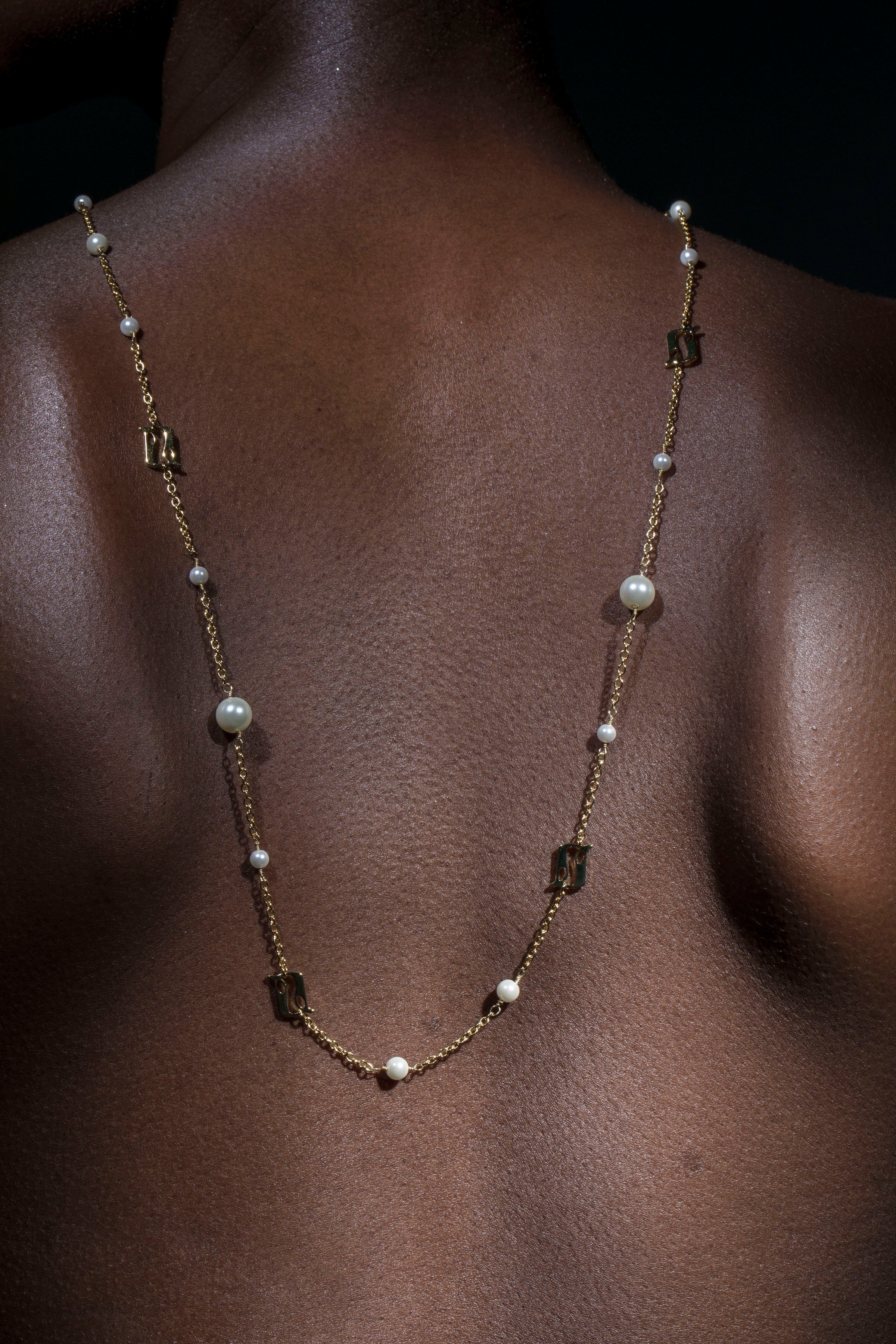 Beginning Pearl Logo Long Necklace