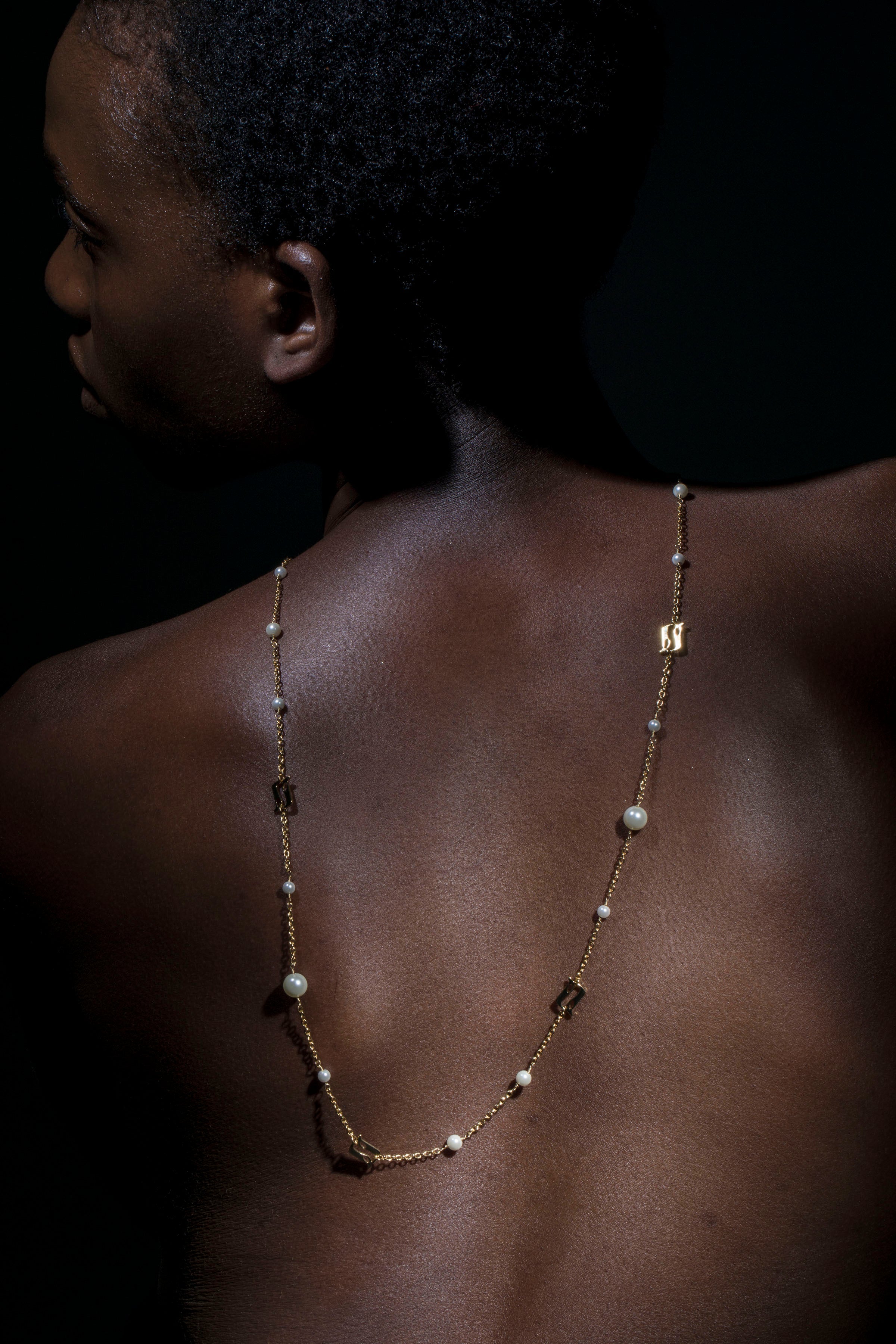 Beginning Pearl Logo Long Necklace