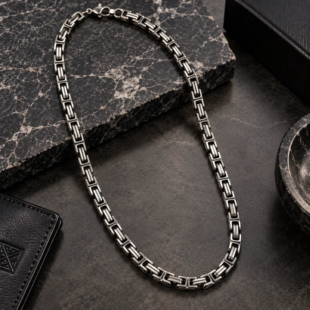 Silver double chain neckalce