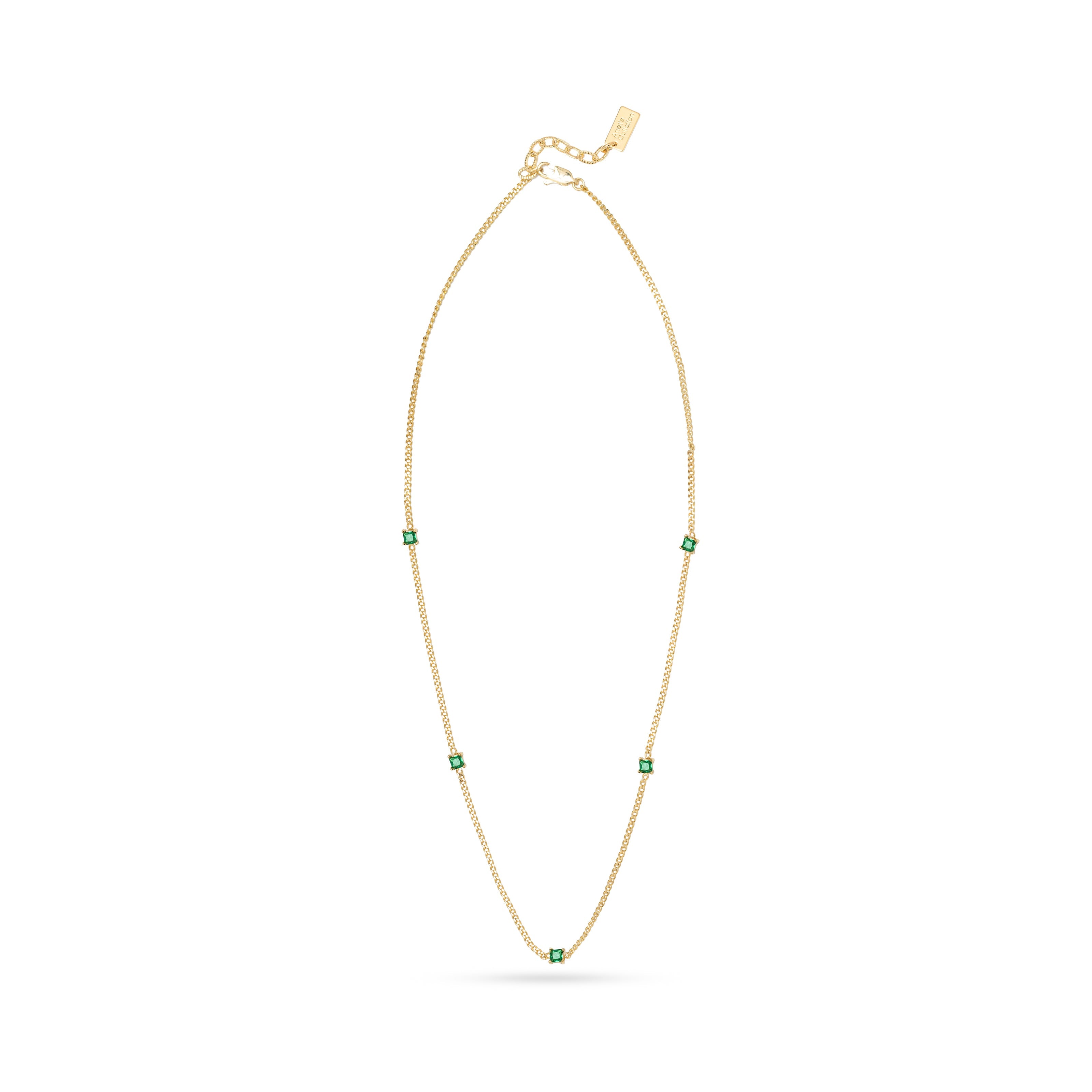 AC Gold Plated Necklace with Colored Zircon Gemstone