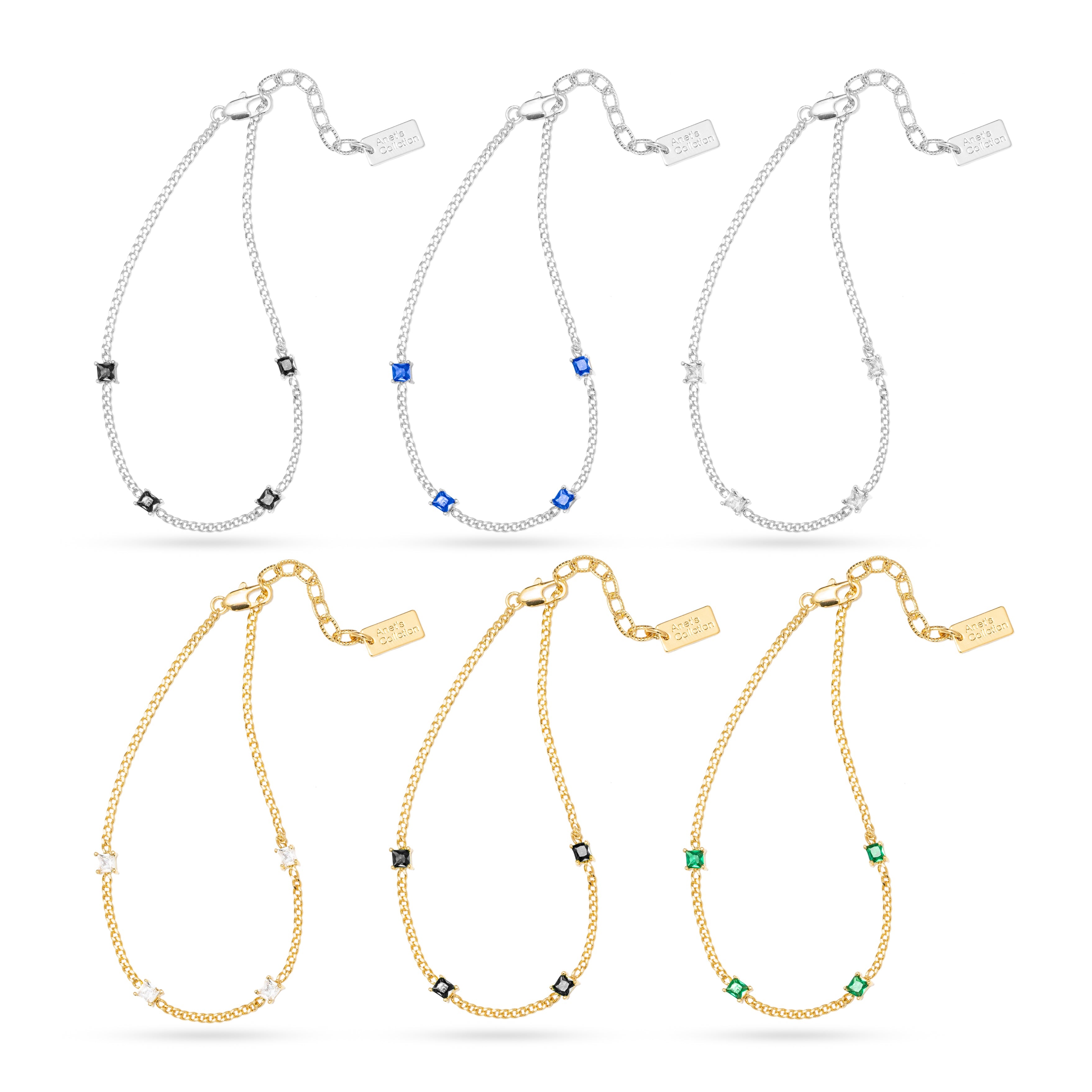 AC Gold Plated Bracelet with Colored Zircon Gemstone