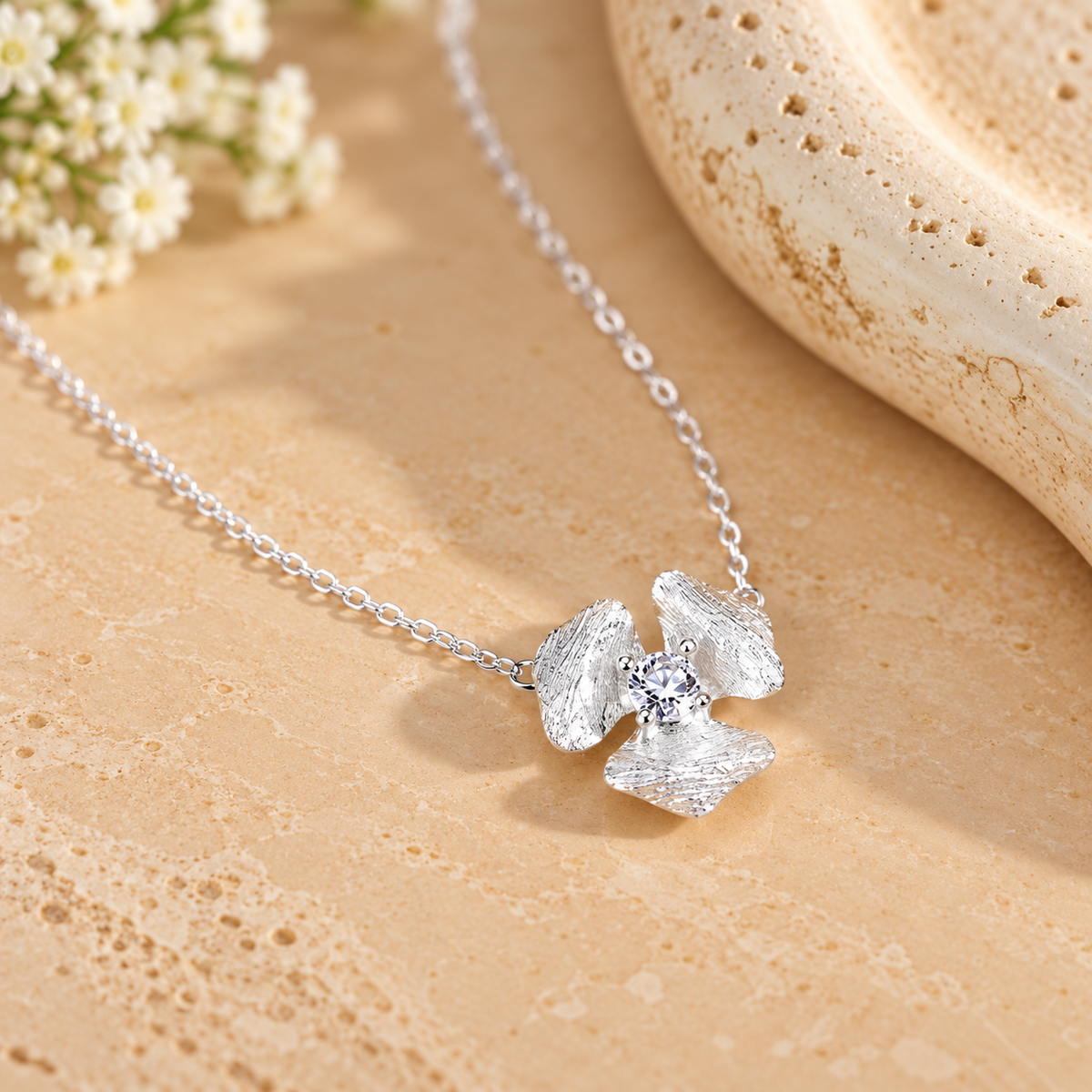 Celeste Bloom Crystal Flower Necklace