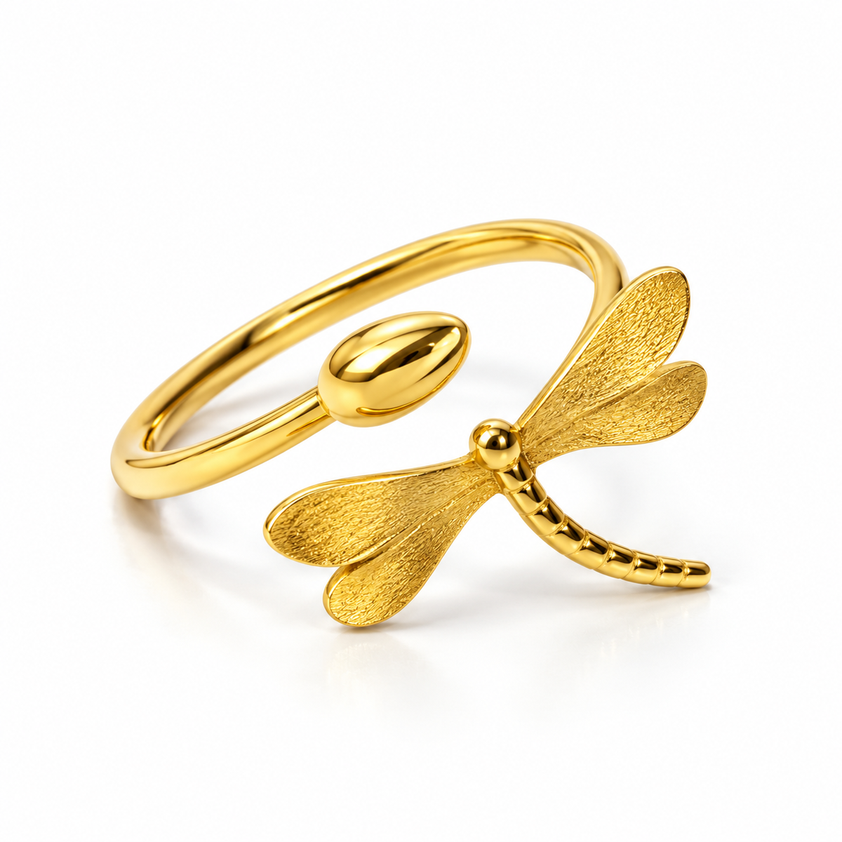 Golden Dragonfly Whisper Ring