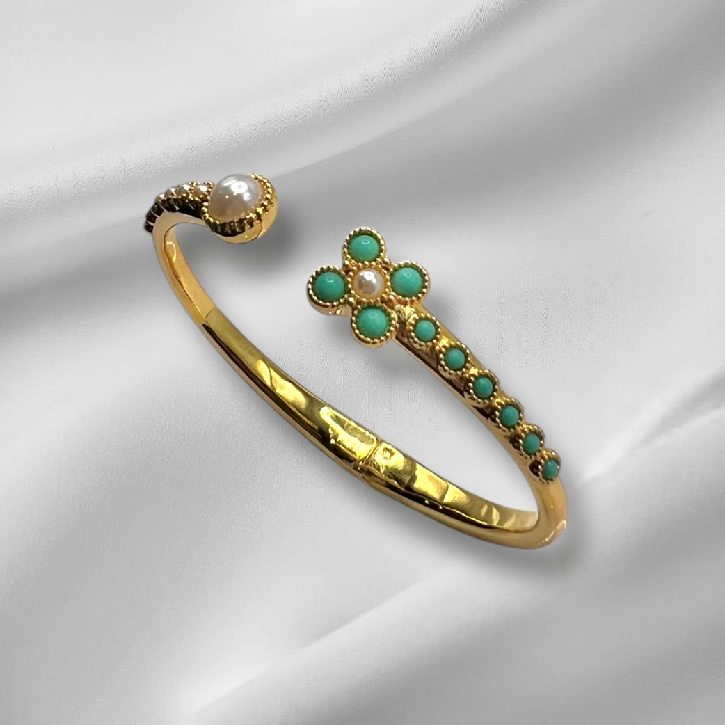 Turquoise Pearl Glory Cross Bracelet