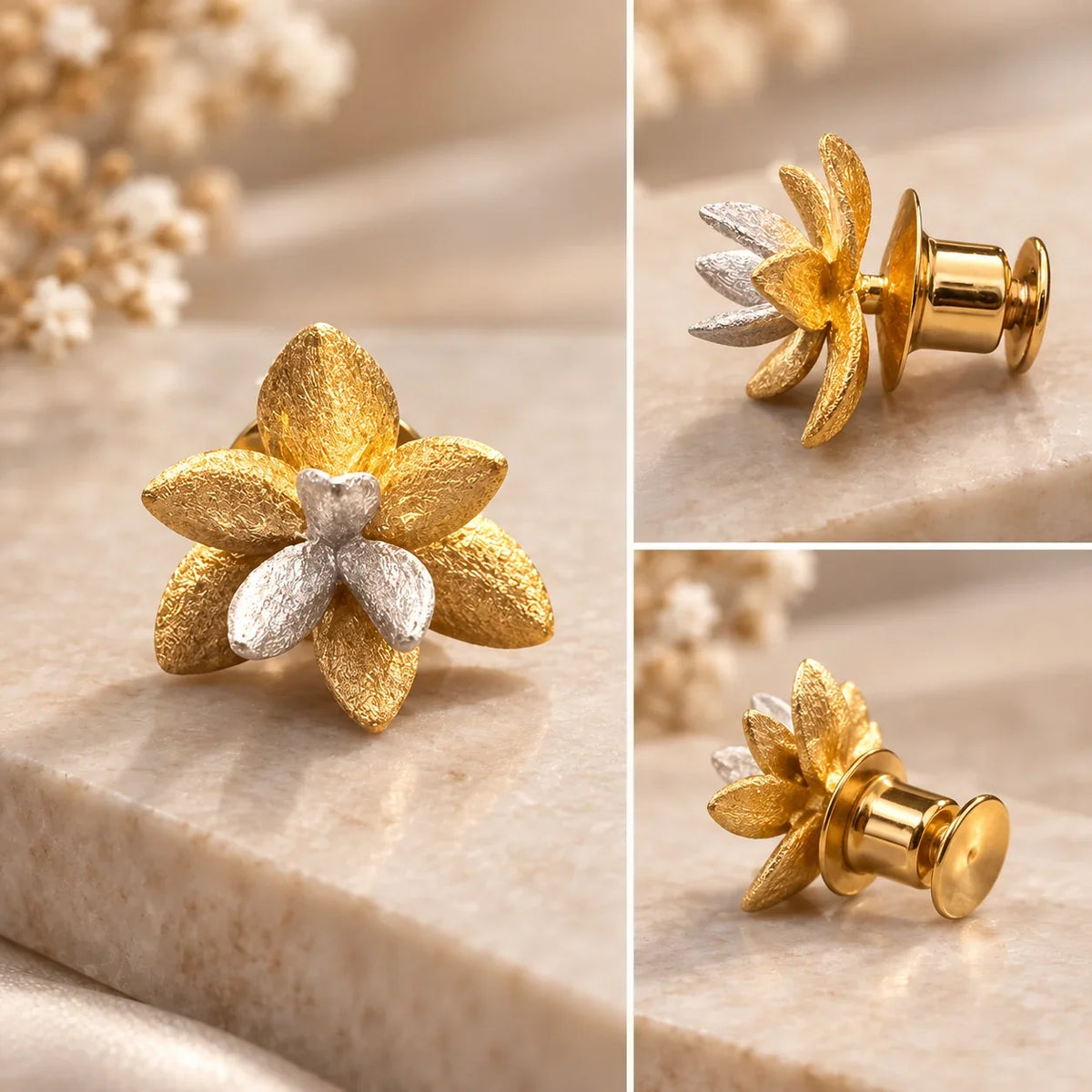 Petal Bloom Two-Tone Flower Pin