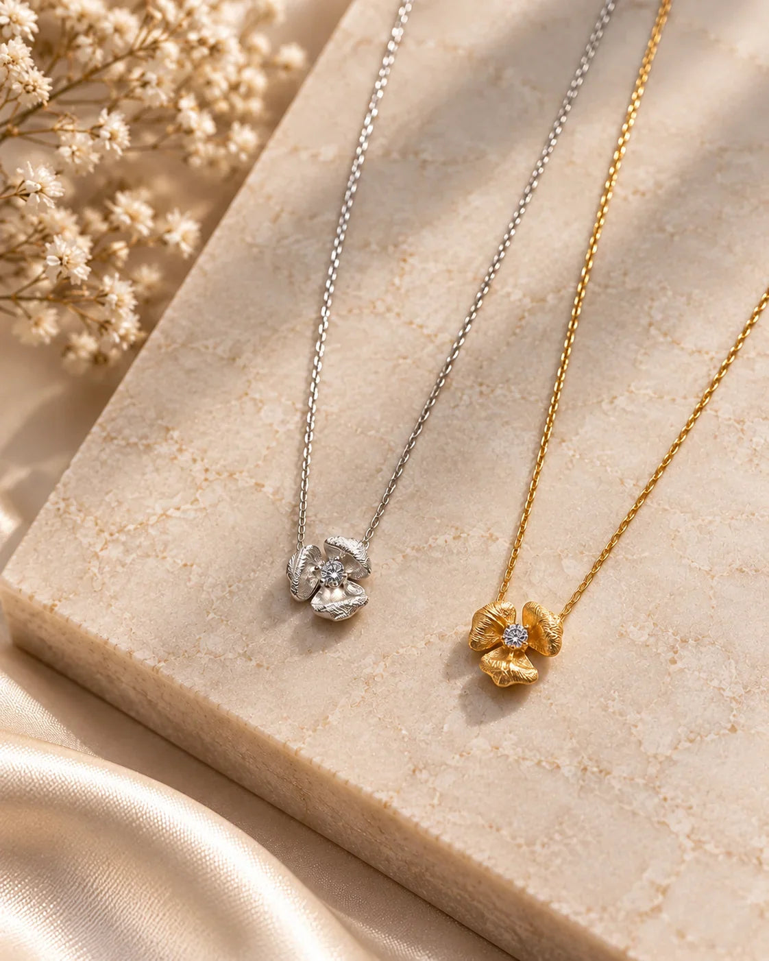 Celeste Bloom Crystal Flower Necklace