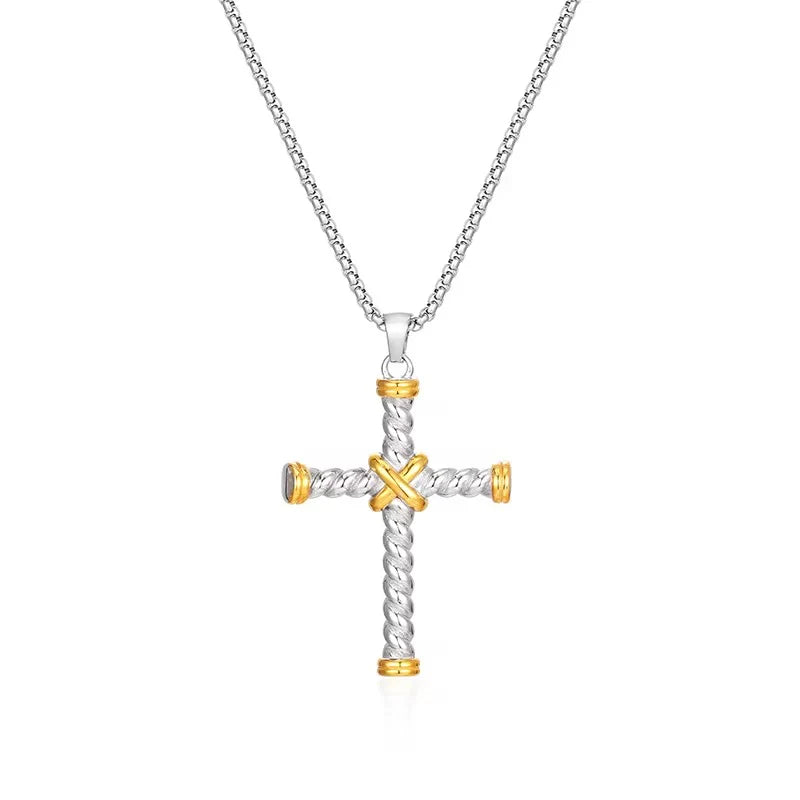 Twisted Rope Cross Necklace
