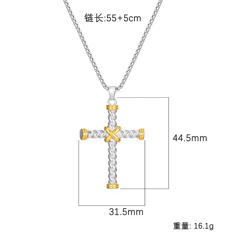 Twisted Rope Cross Necklace