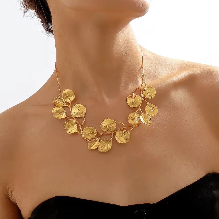 Botanical Leaf Statement Necklace