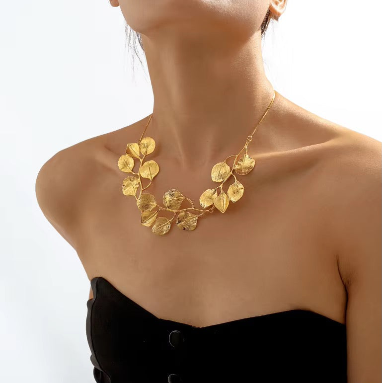 Botanical Leaf Statement Necklace