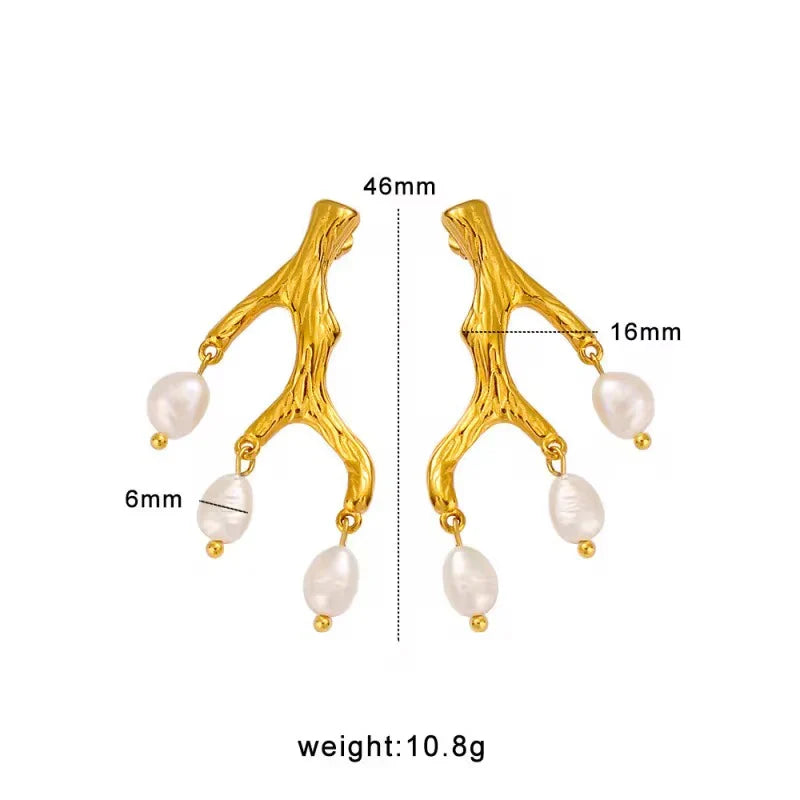 Golden Branch Drop Earrings