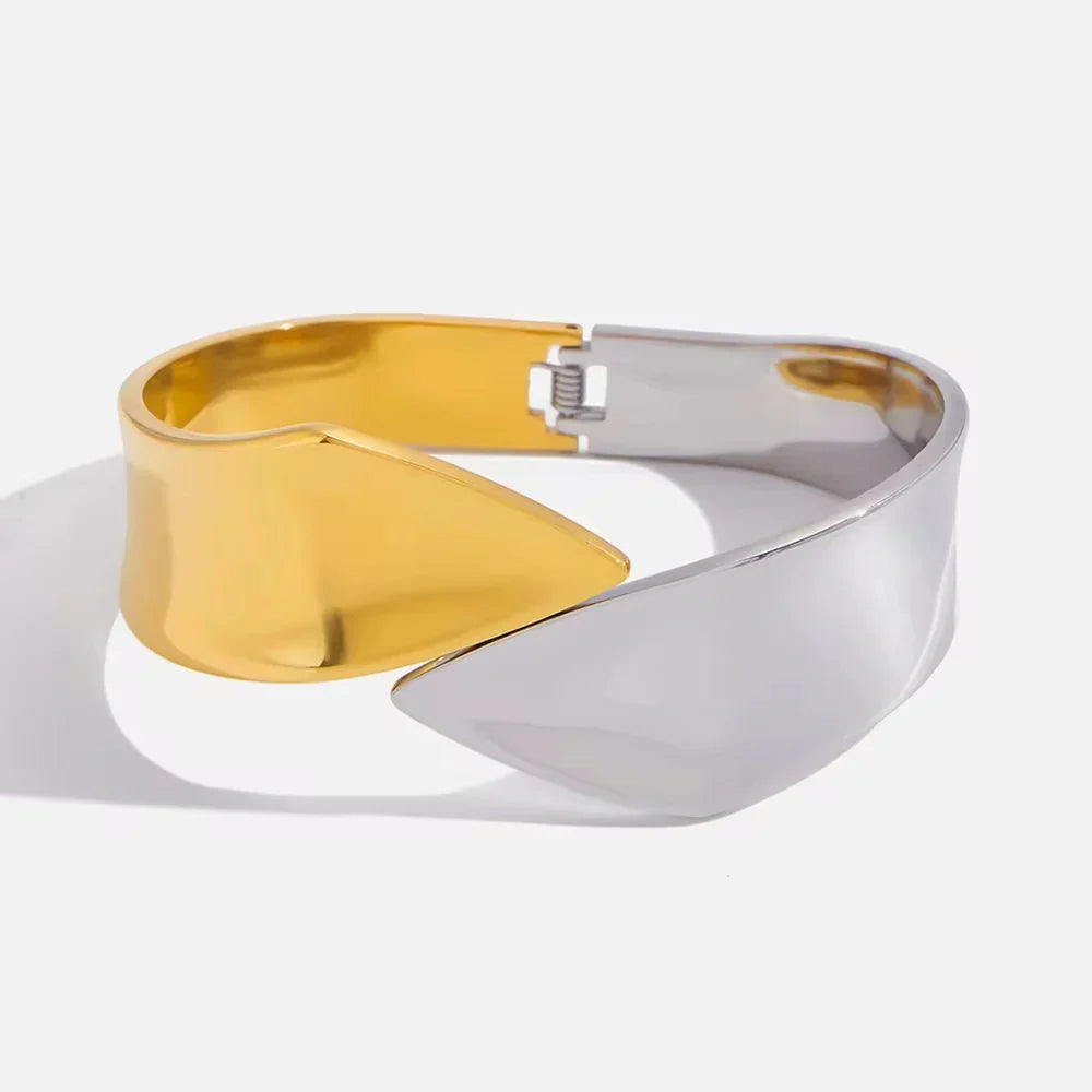 Sculpted Dual-Tone Cuff Bracelet