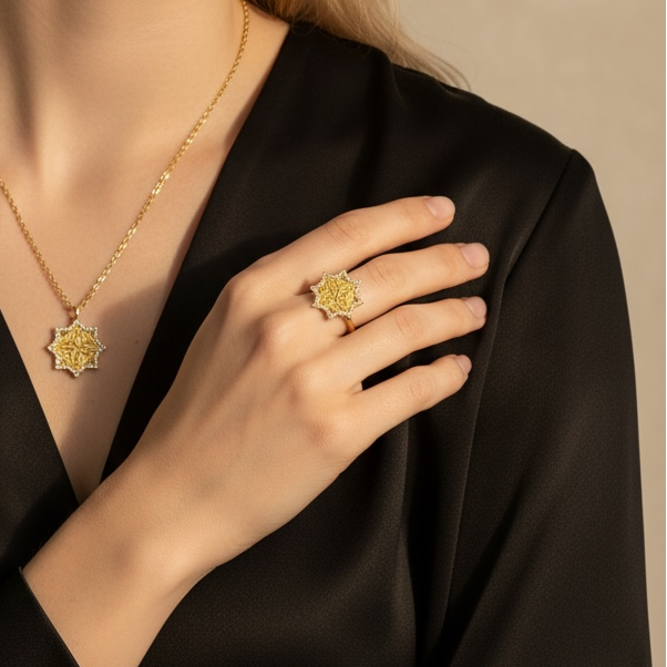 Armenian Khachkar Star Adjustable Ring – Goshavank XIII Century Inspired