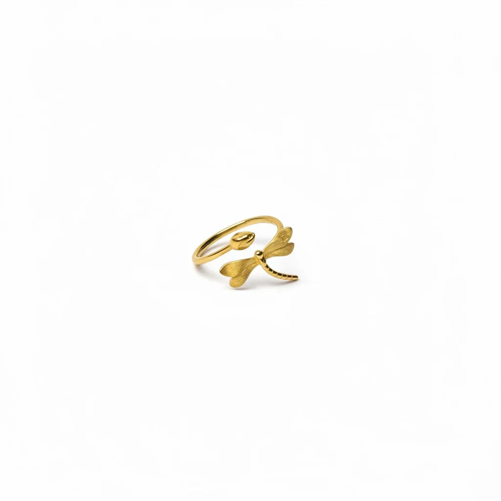 Golden Dragonfly Whisper Ring