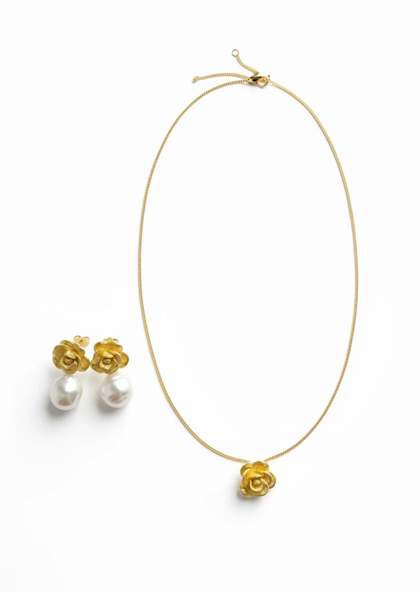 Golden Rose Pendant Necklace