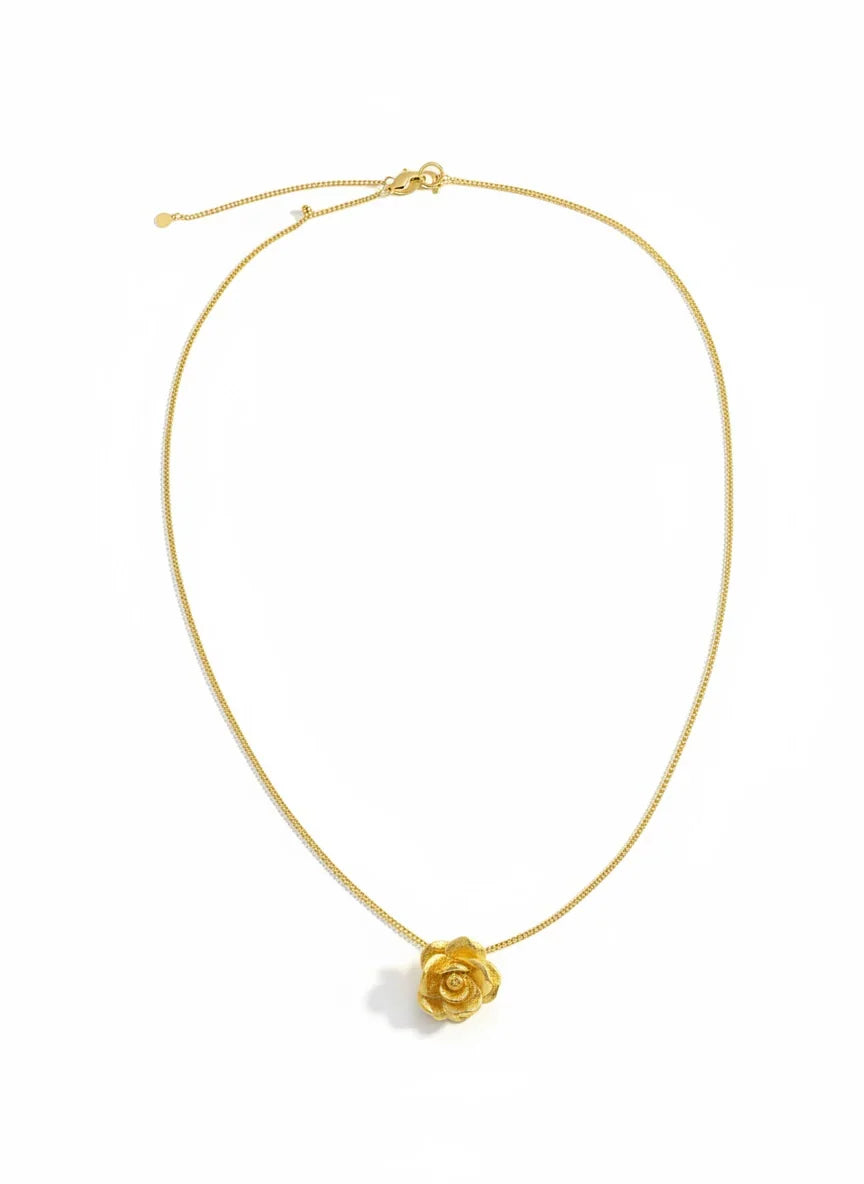 Golden Rose Pendant Necklace