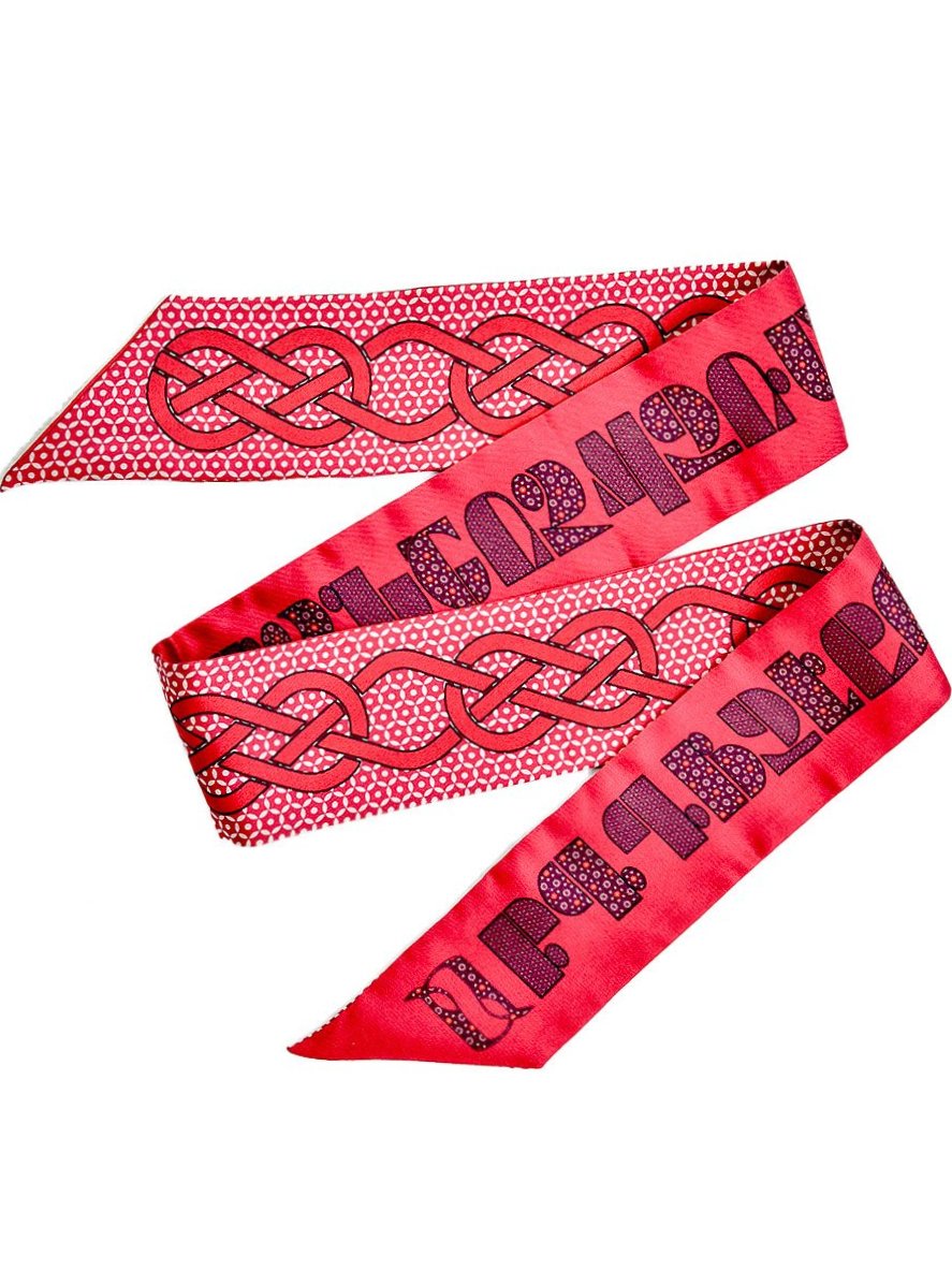 Armenian Alphabet Burgundy Narrow Scarf