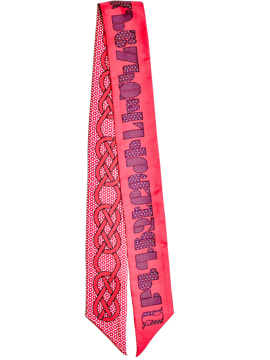 Armenian Alphabet Burgundy Narrow Scarf