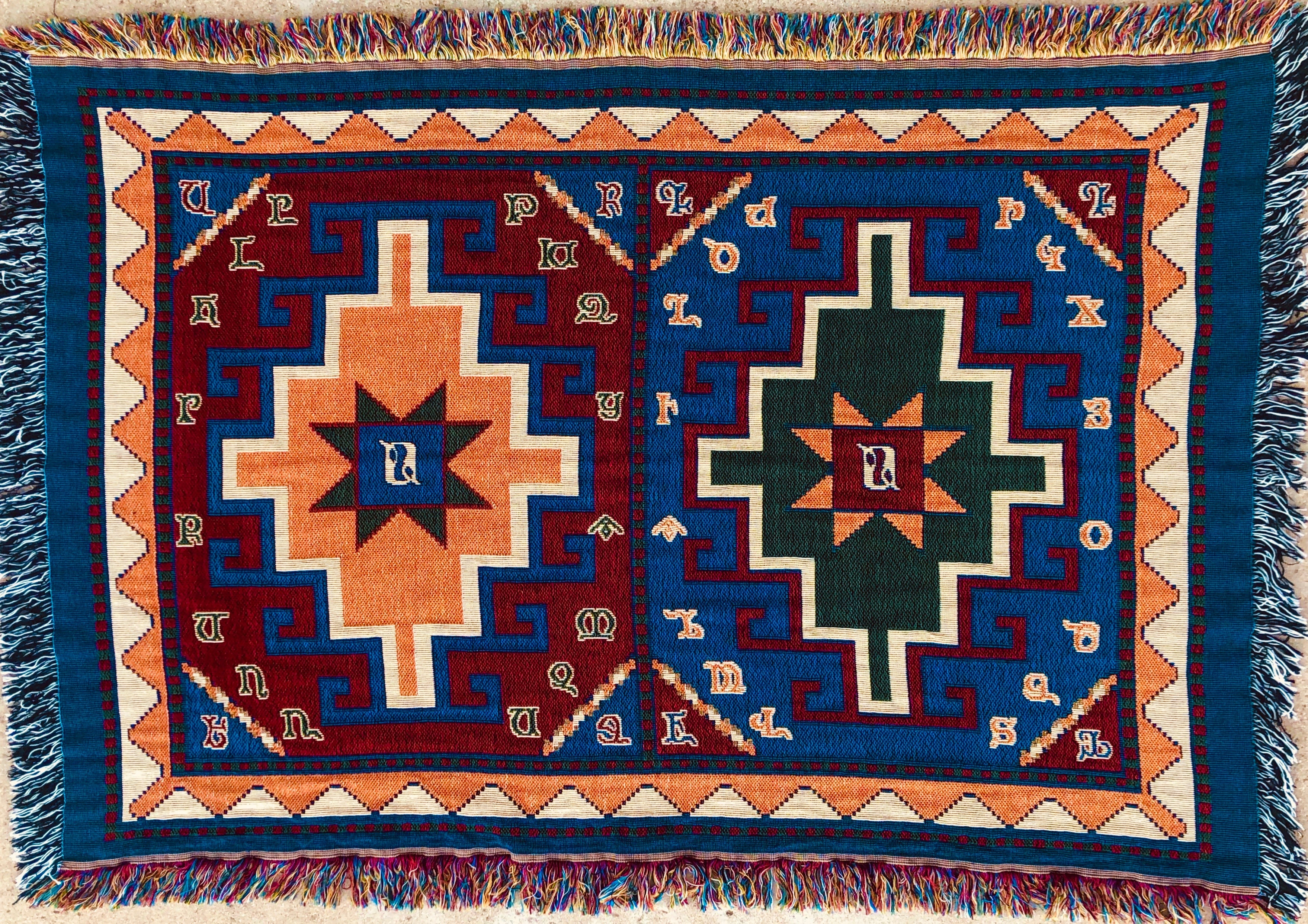 Armenian Alphabet Tapestry Throw on a Rug Design