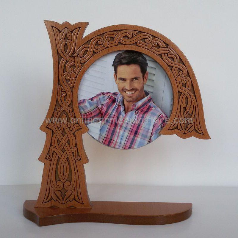 Wood Carved Photo Frame - Armenian Letters