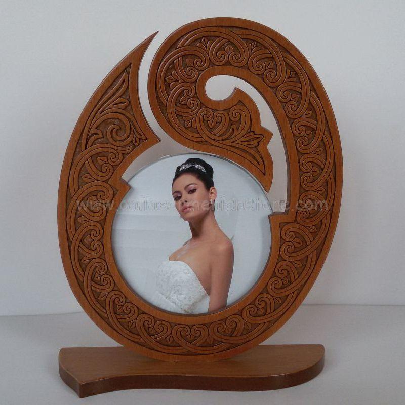 Wood Carved Photo Frame - Armenian Letters