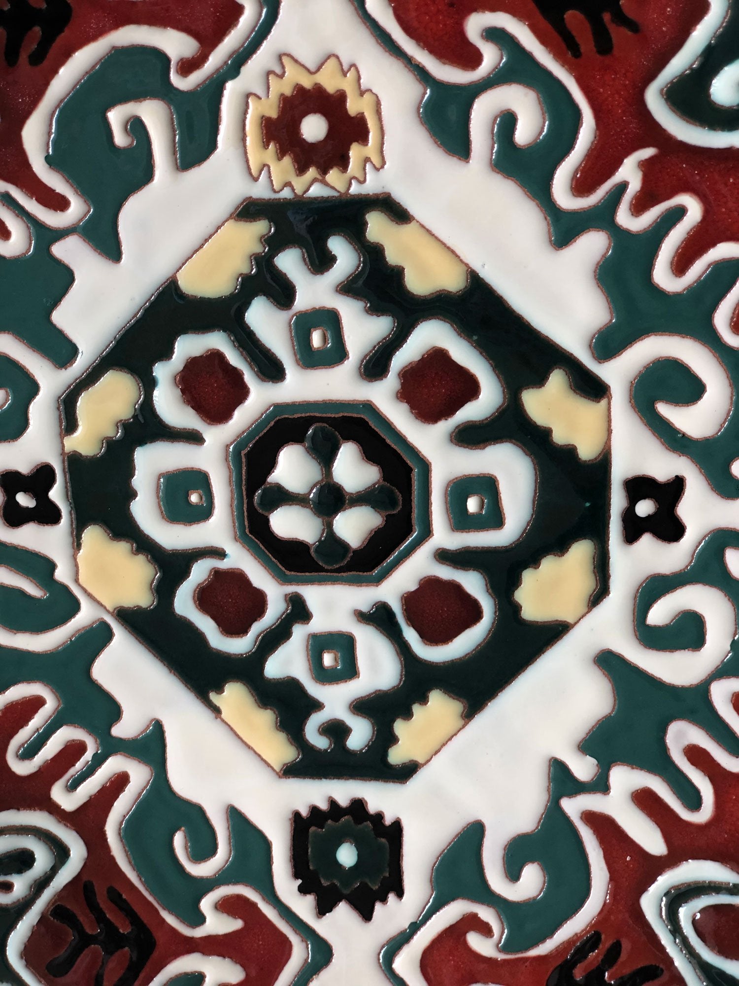 Ceramic Plate with Armenian Carpet Ornaments - Artsakh