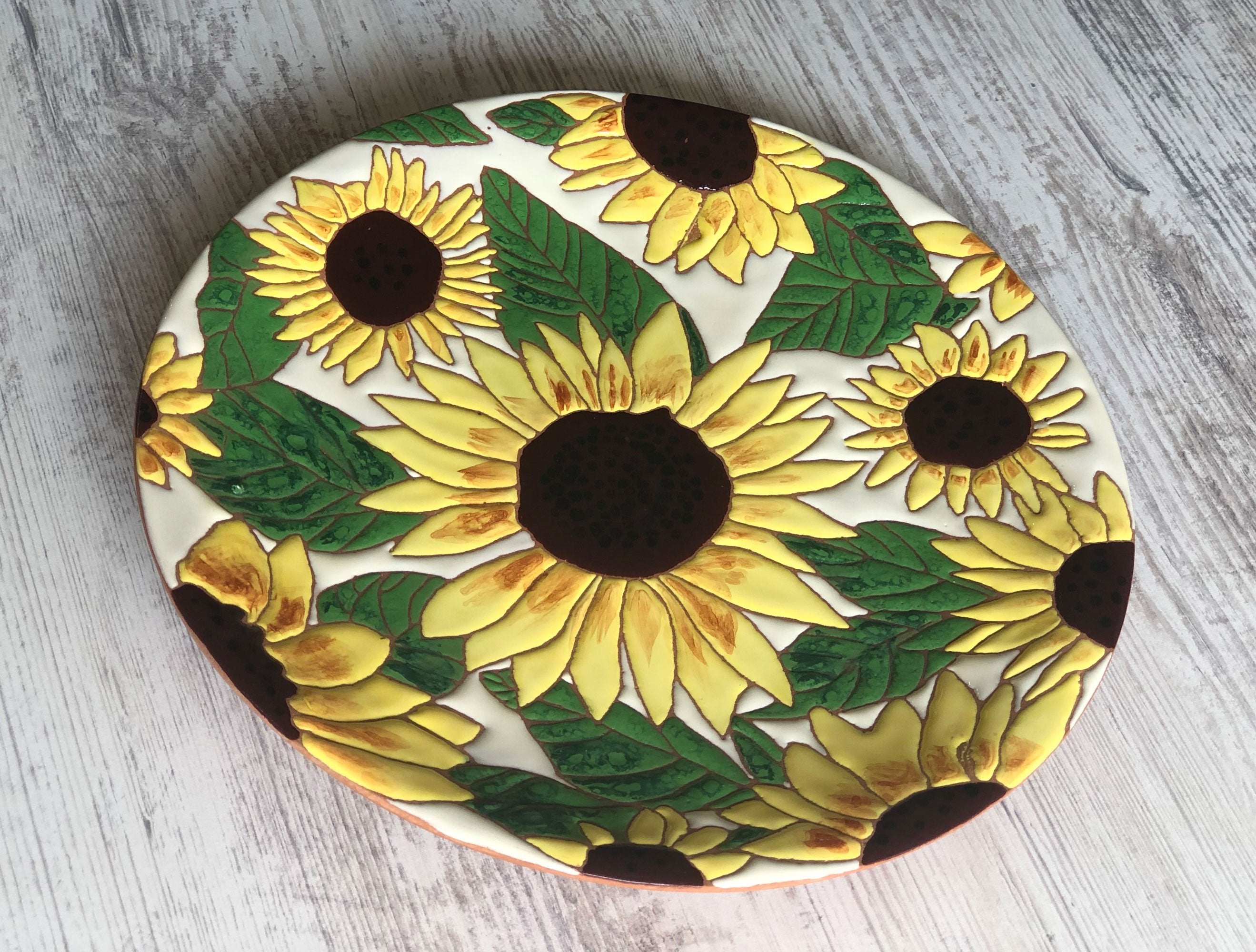 Mane Tiles Ceramic Plate - Sunflowers