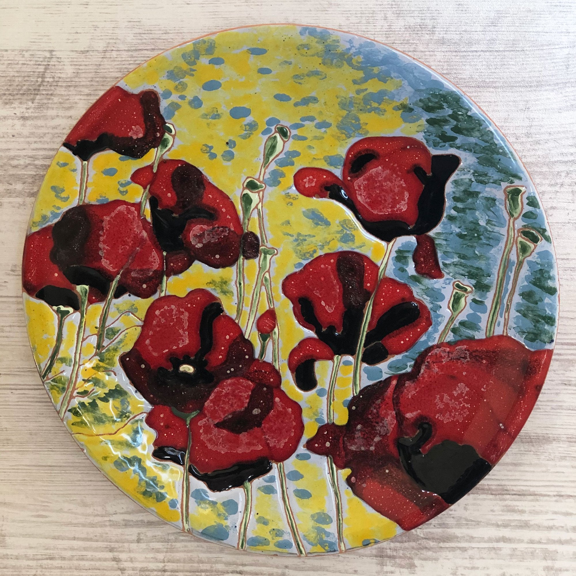 Mane Tiles Ceramic Plate - Red Poppies