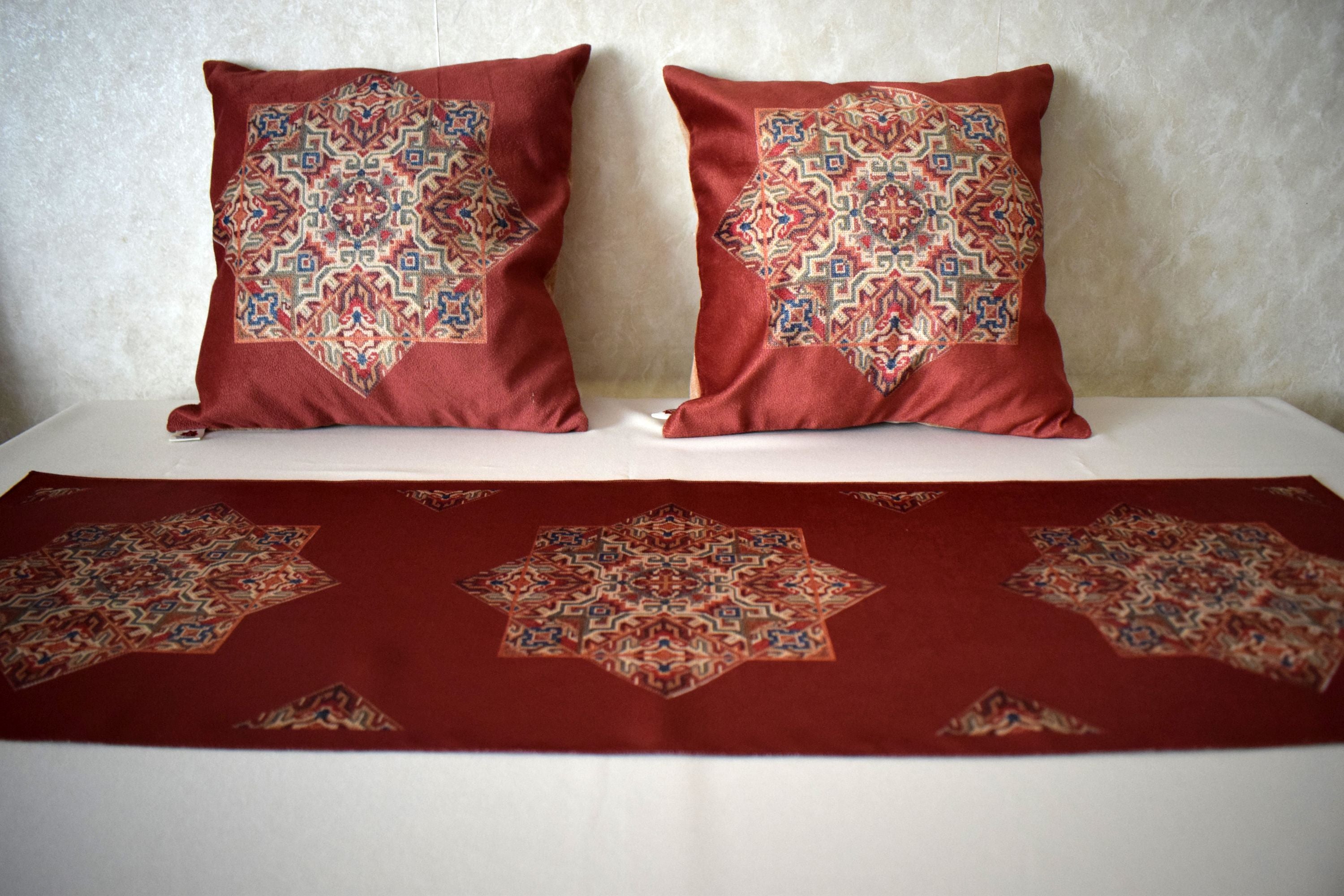 Tablecloth and Pillowcases with Armenian Ornaments