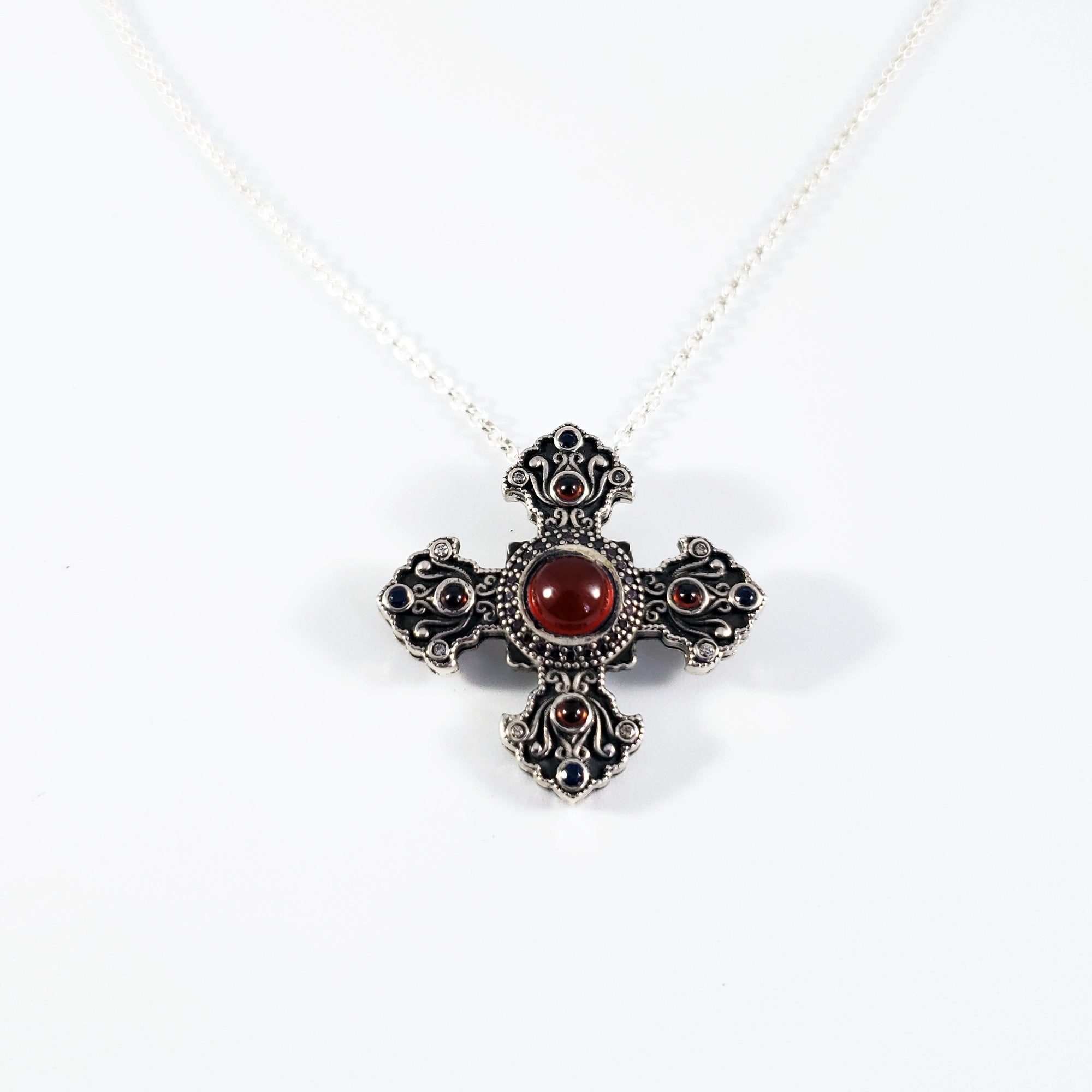 Arm Root Silver Cross with Carnelian