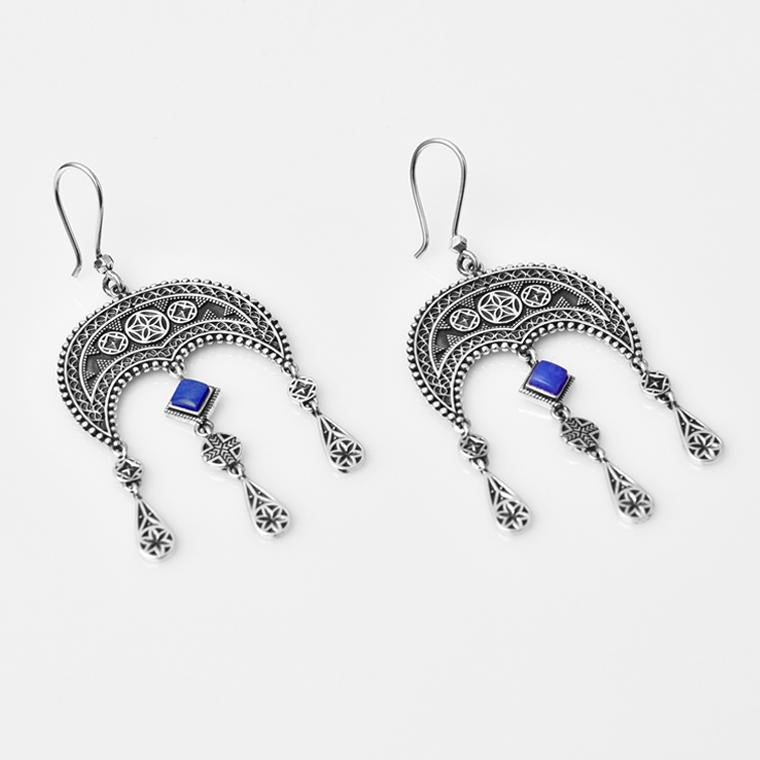 Arm Root Daghdghan Earrings with Lapis Lazuli
