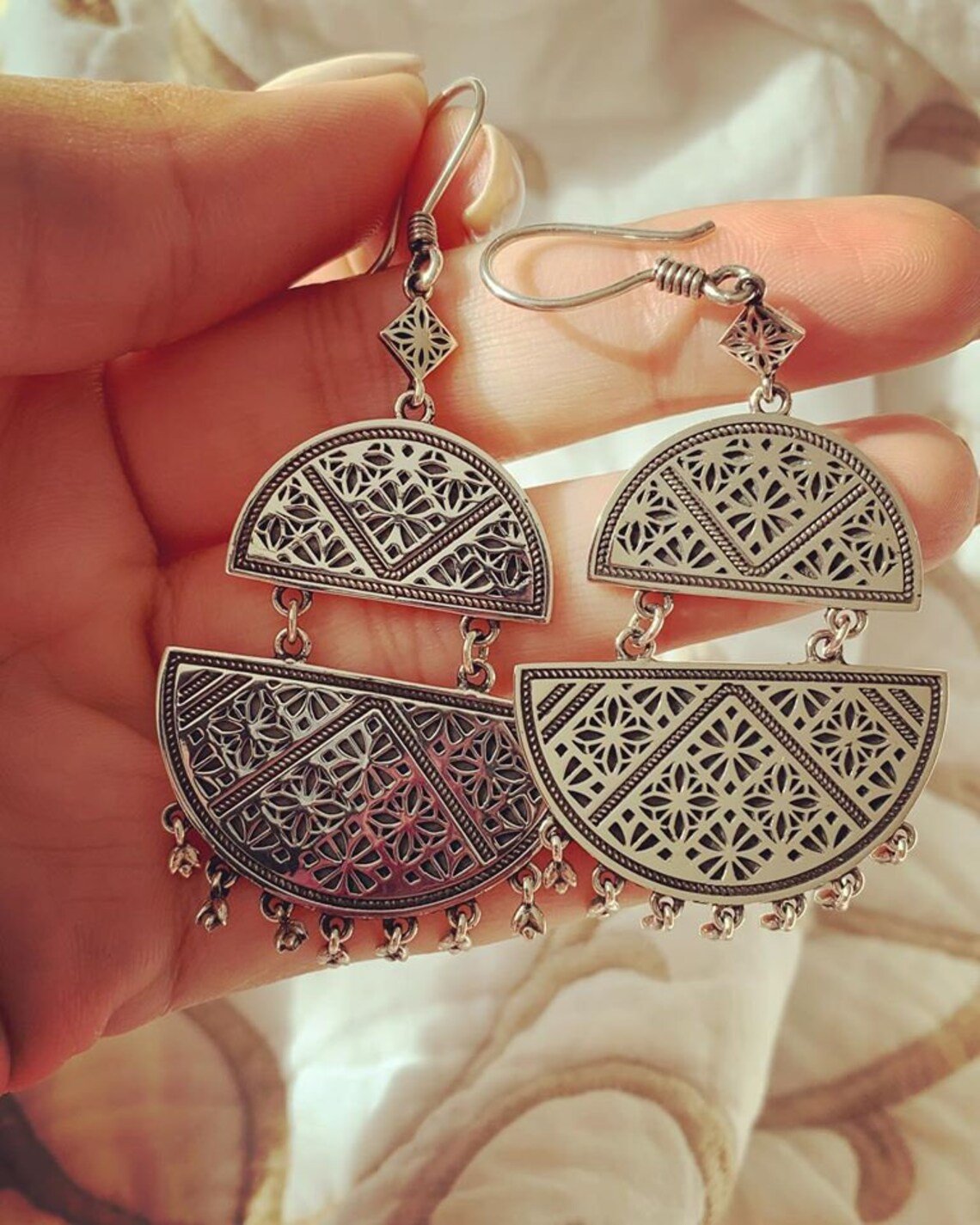 Ayntab Silver Retro Earrings by Muradian
