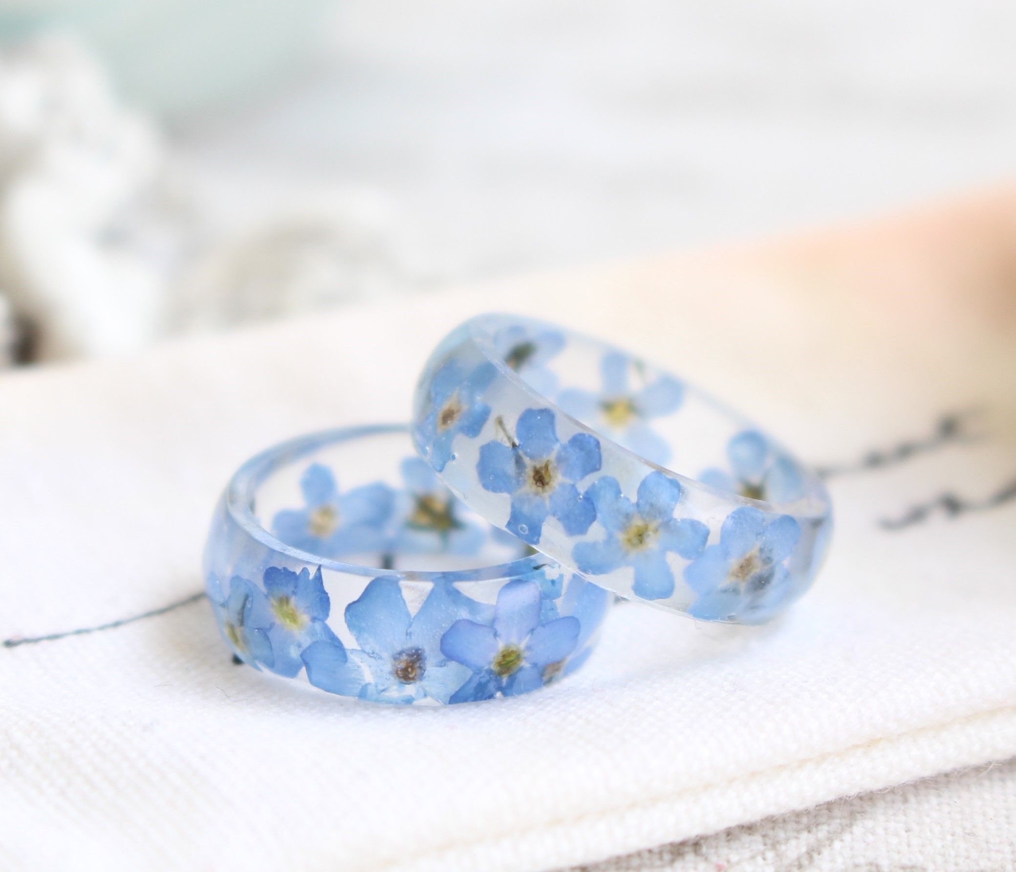 Fancy Forget-Me-Not Pressed Flower Ring
